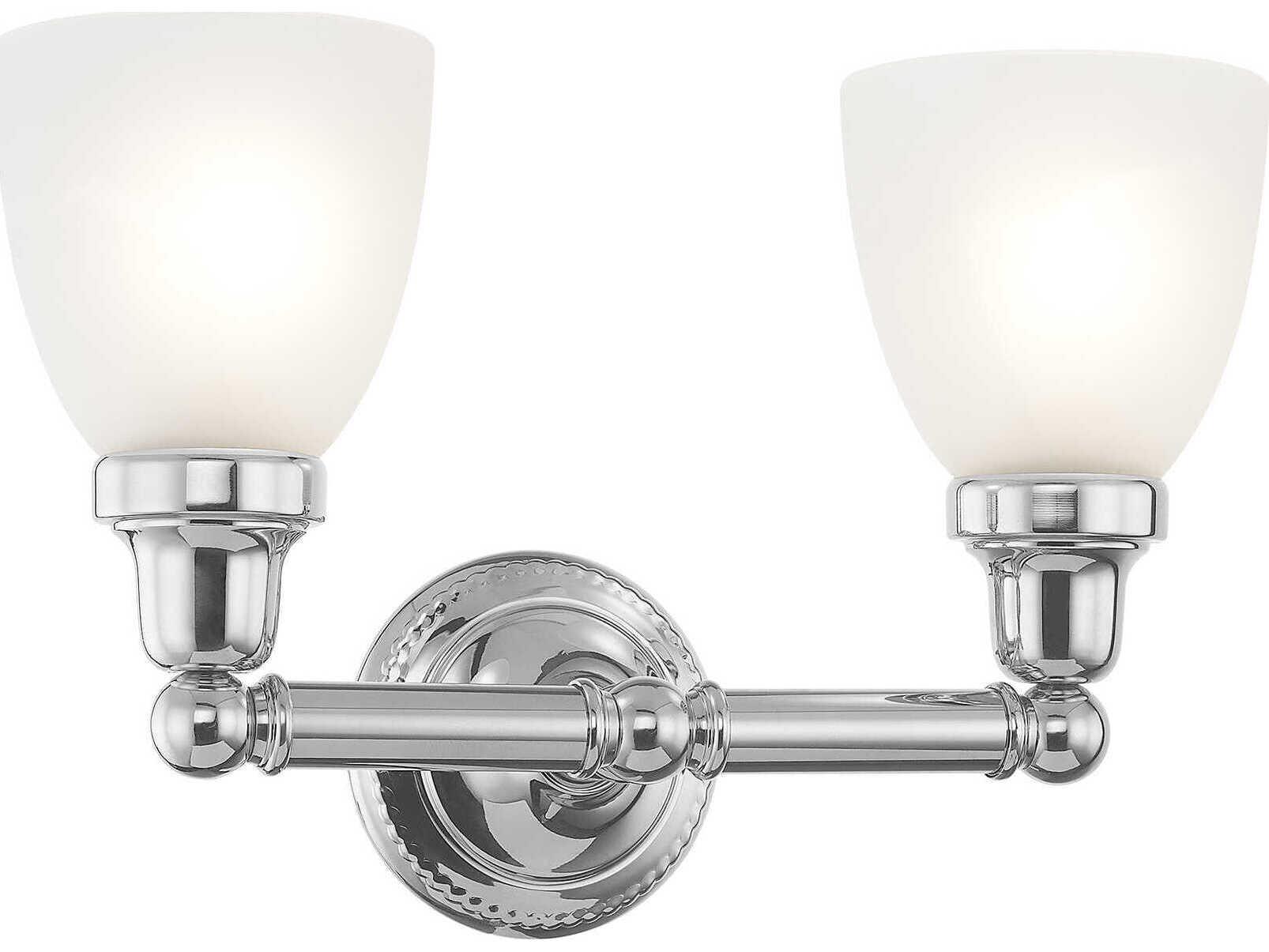 Livex Lighting Classic 2-Light Polished Chrome Glass Vanity Light