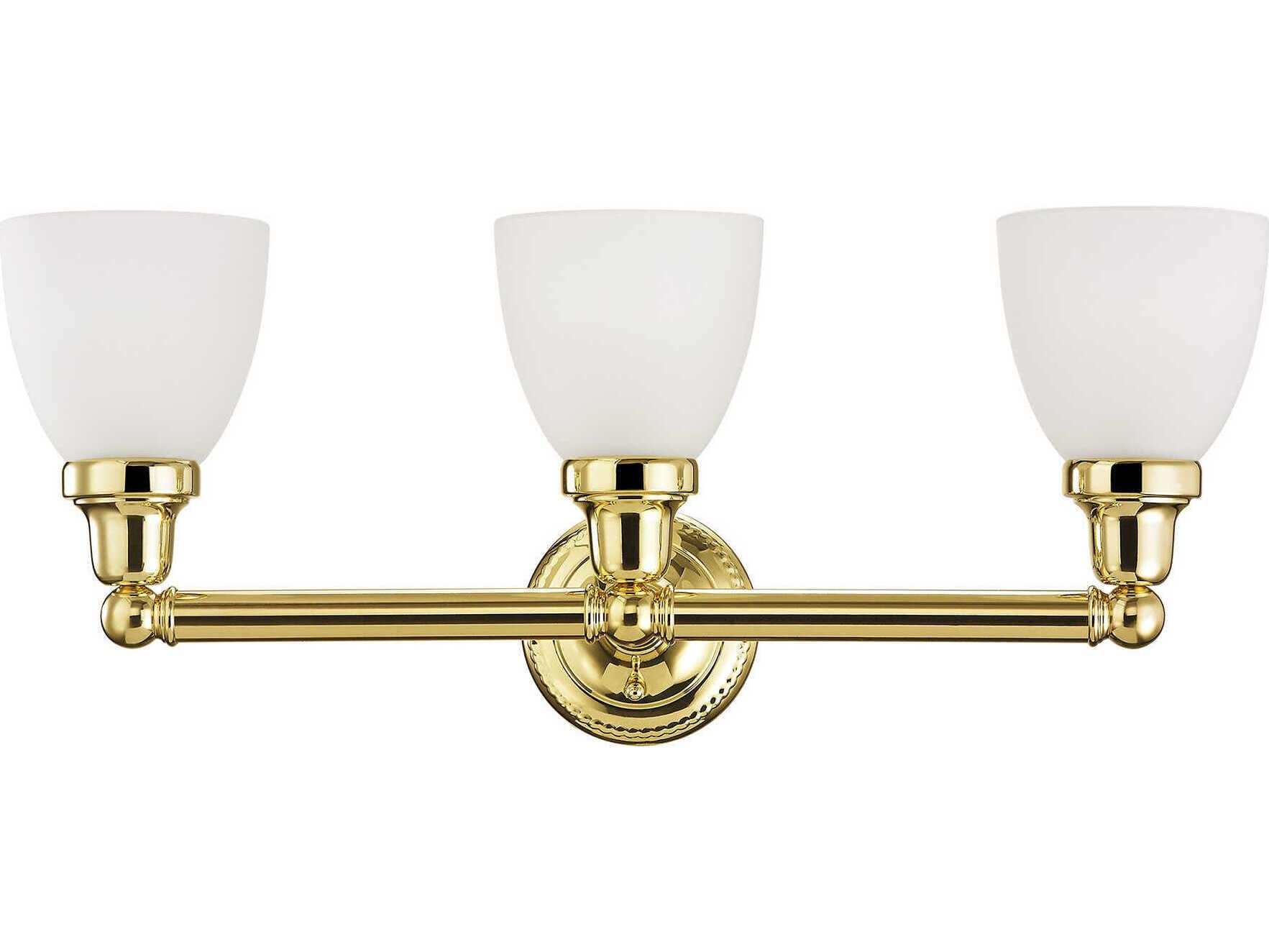 Livex Lighting Classic 3-Light Polished Brass Glass Vanity Light