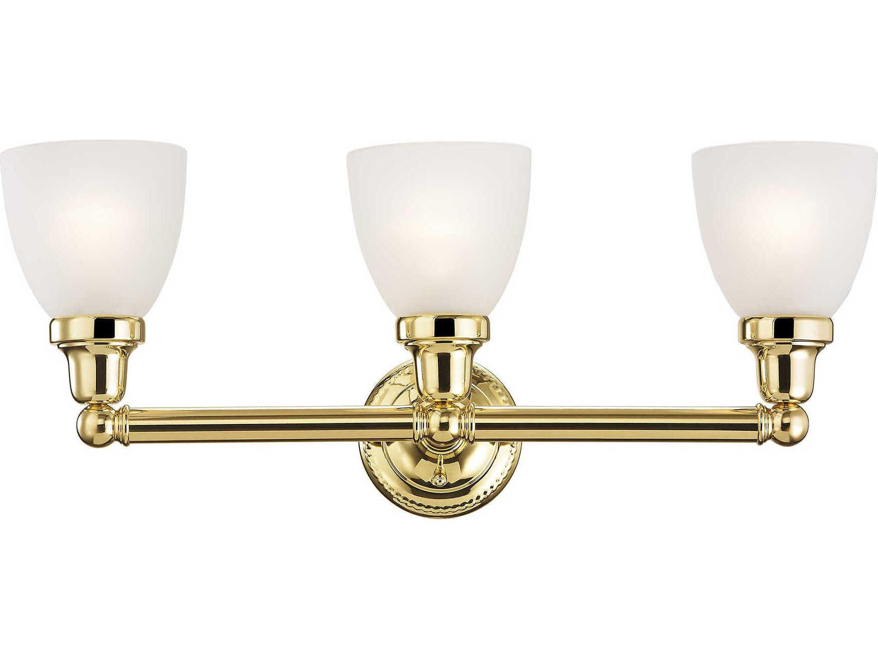 Livex Lighting Classic 3-Light Polished Brass Glass Vanity Light