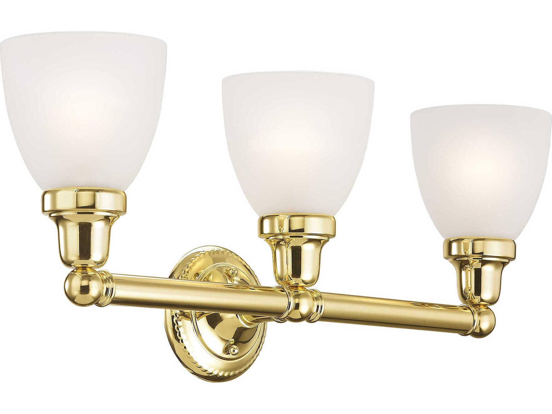 Livex Lighting Classic 3-Light Polished Brass Glass Vanity Light
