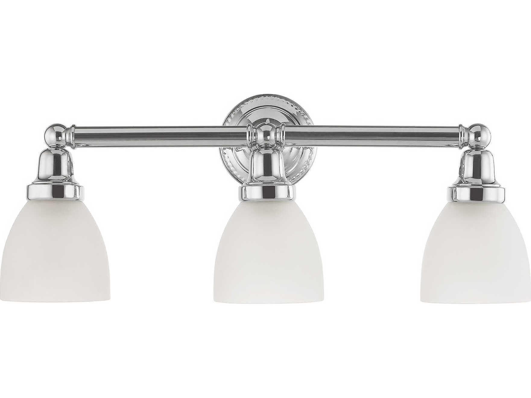 Livex Lighting Classic 3-Light Polished Chrome Glass Vanity Light