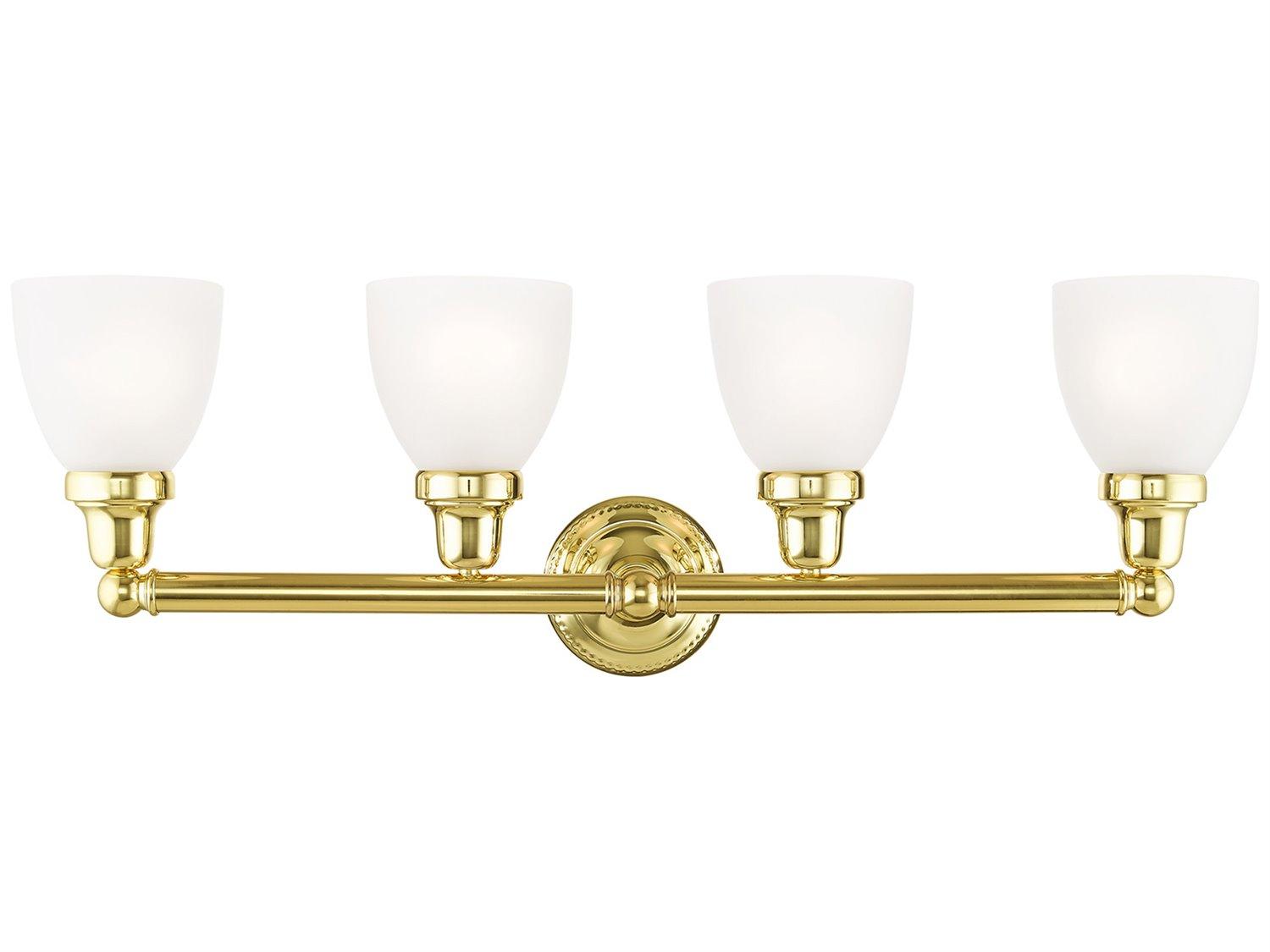 Livex Lighting Classic 4-Light Polished Brass Glass Vanity Light