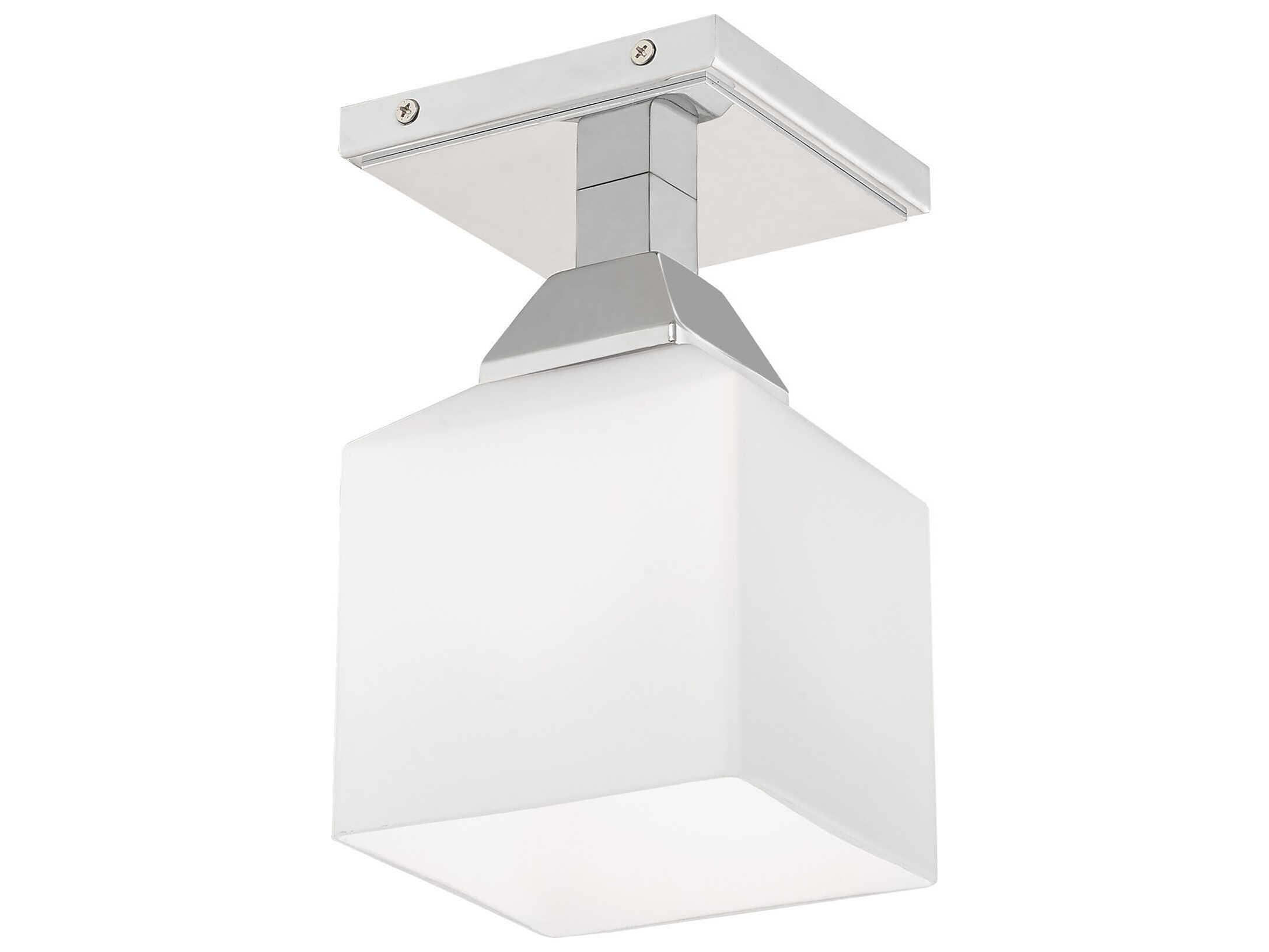 Livex Lighting Aragon 1-Light Polished Chrome White Glass Semi Flush Mount