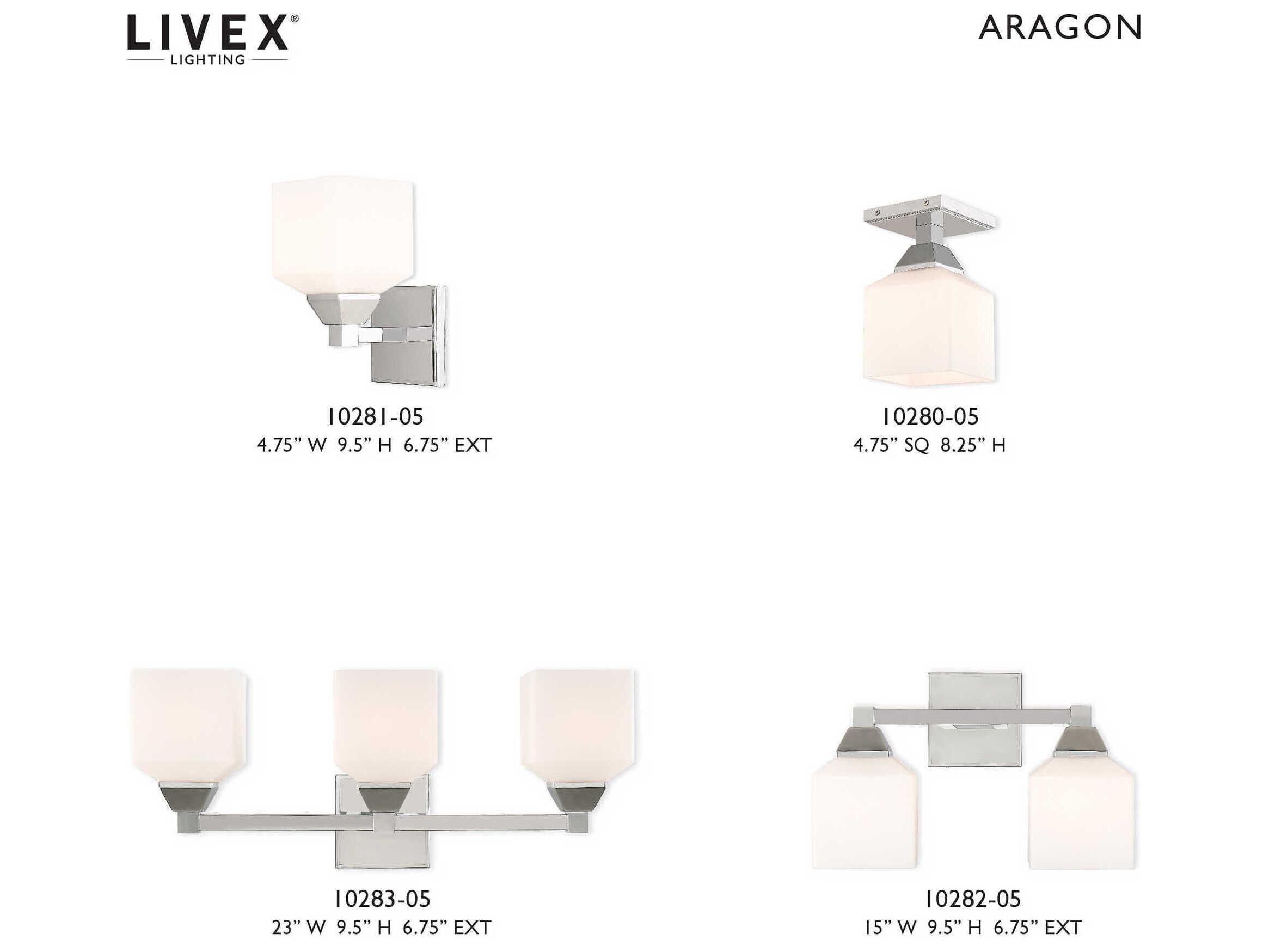 Livex Lighting Aragon 1-Light Polished Chrome White Glass Semi Flush Mount