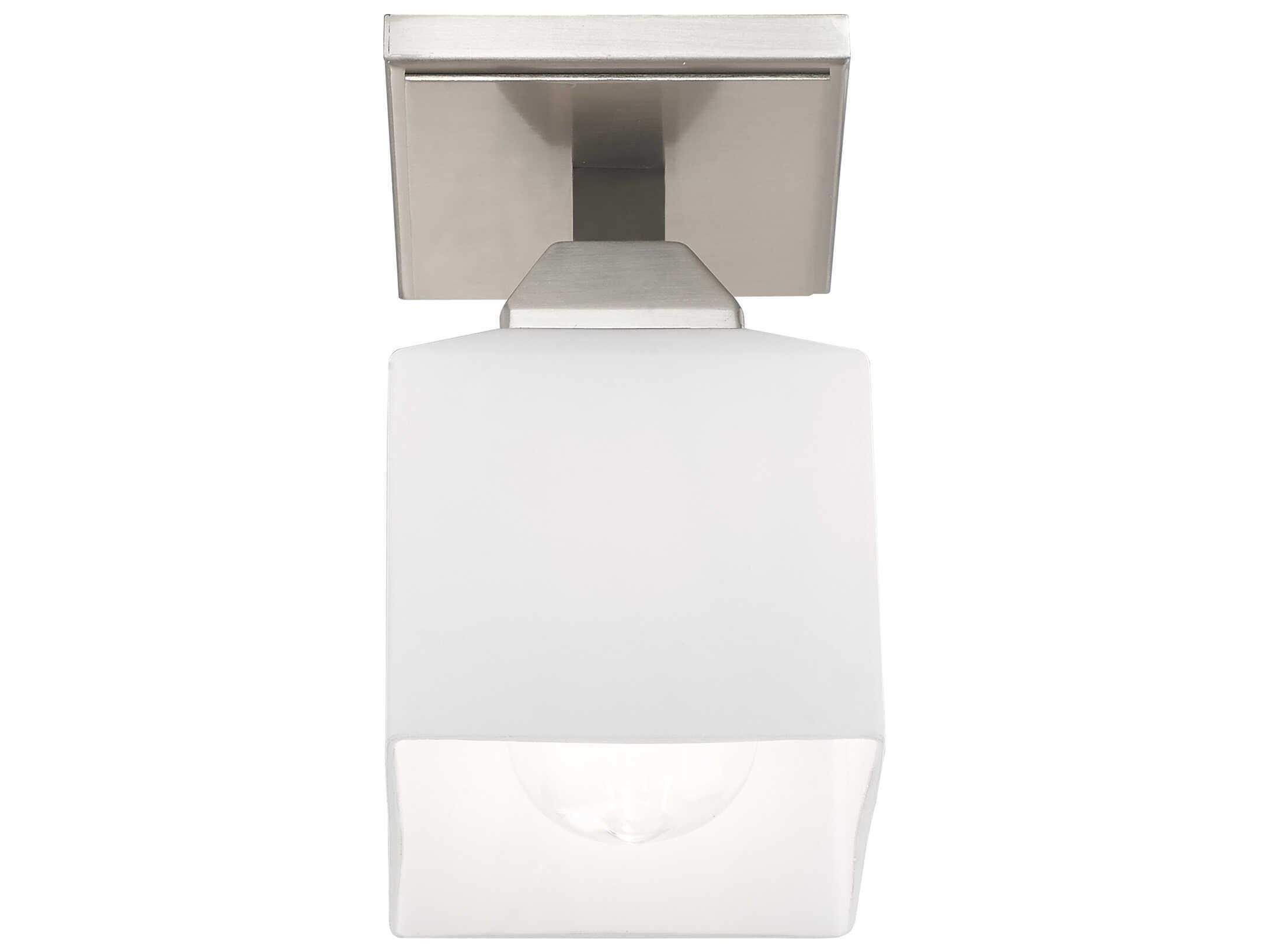 Livex Lighting Aragon 1-Light Brushed Nickel White Glass Semi Flush Mount