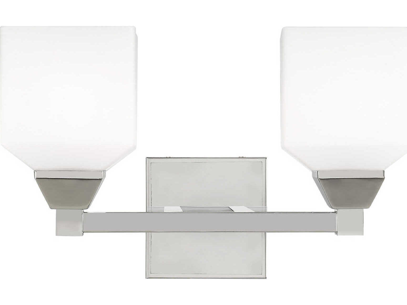 Livex Lighting Aragon 2-Light Polished Chrome White Glass Vanity Light