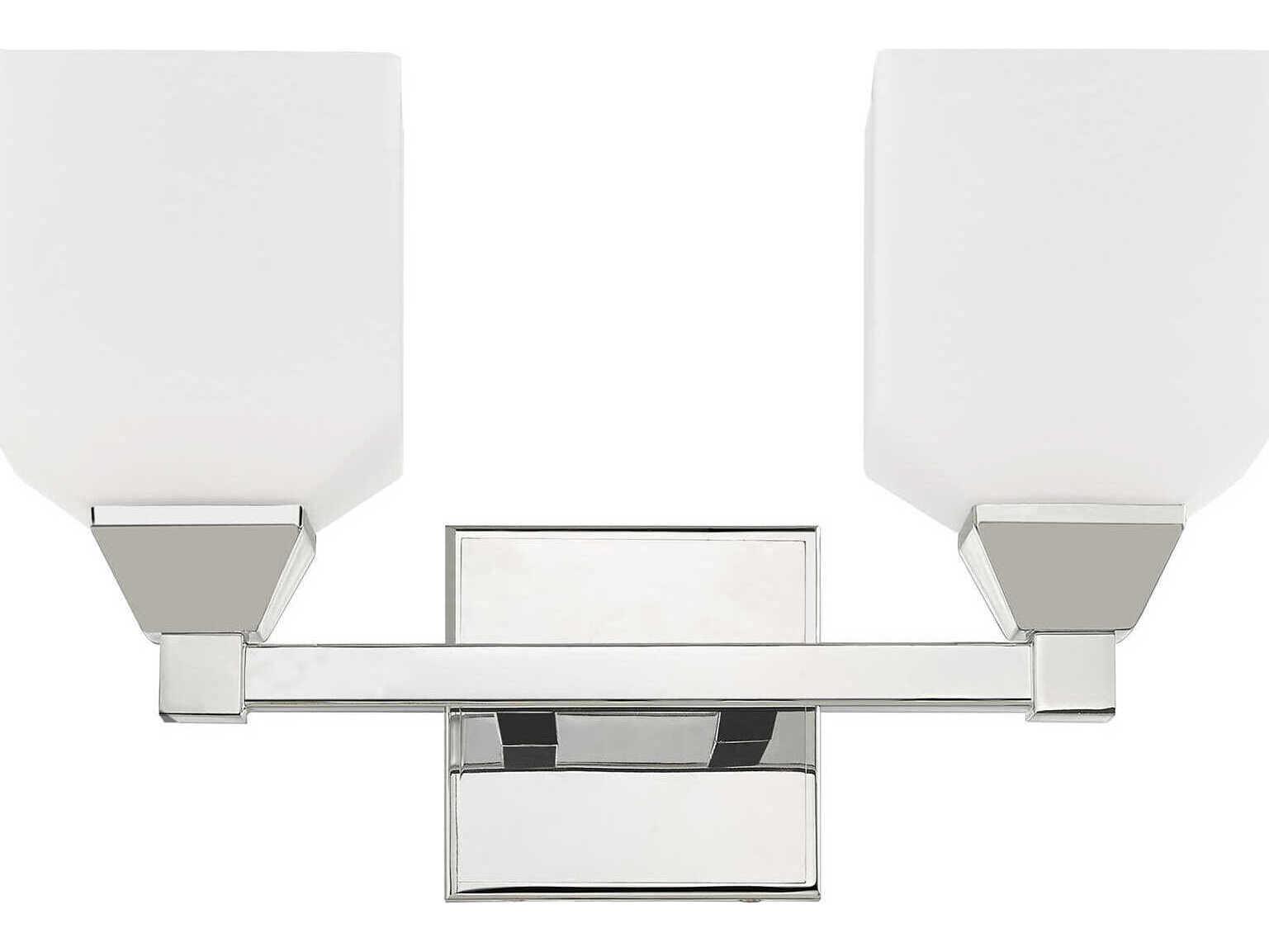 Livex Lighting Aragon 2-Light Polished Chrome White Glass Vanity Light