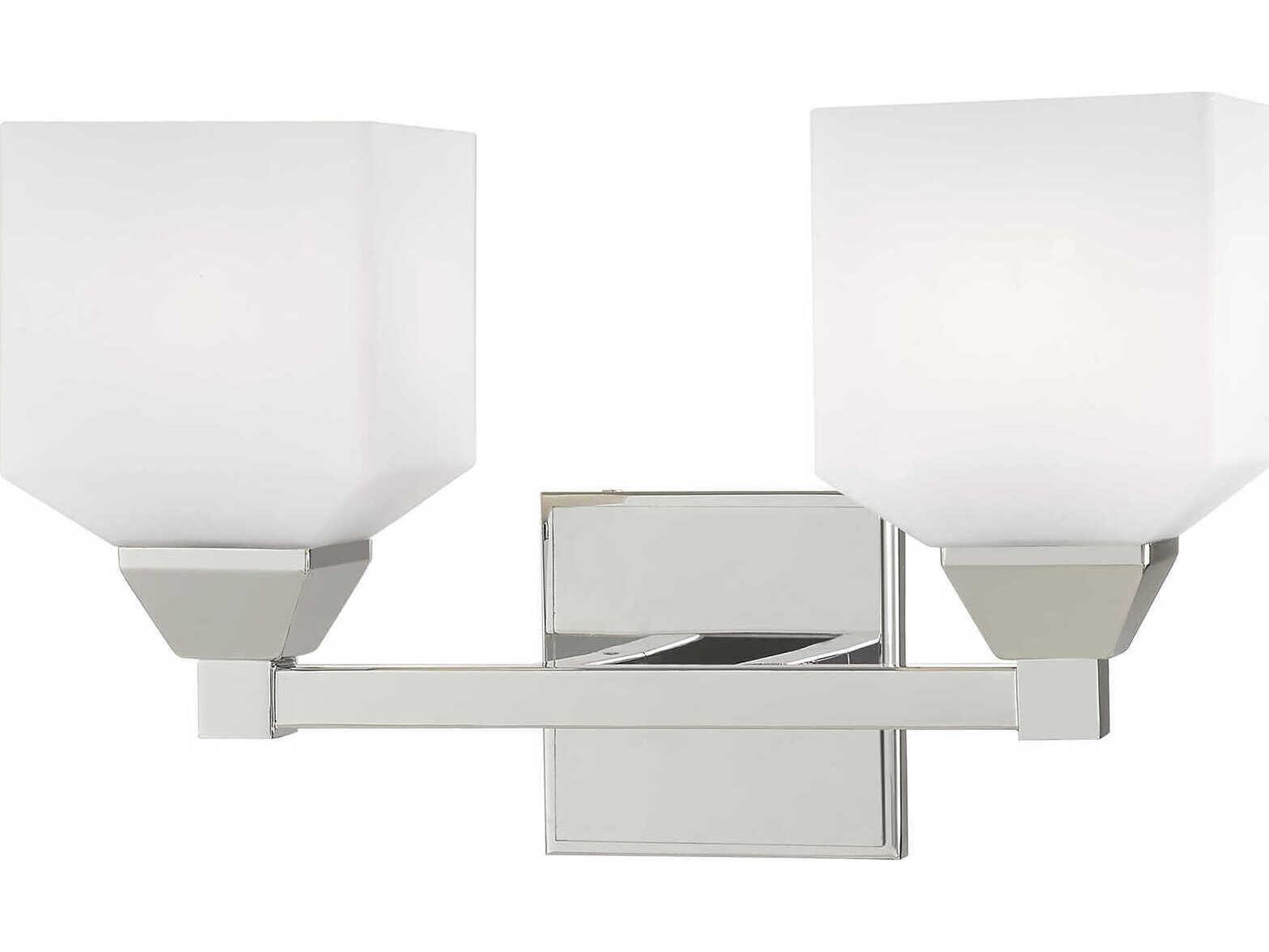 Livex Lighting Aragon 2-Light Polished Chrome White Glass Vanity Light