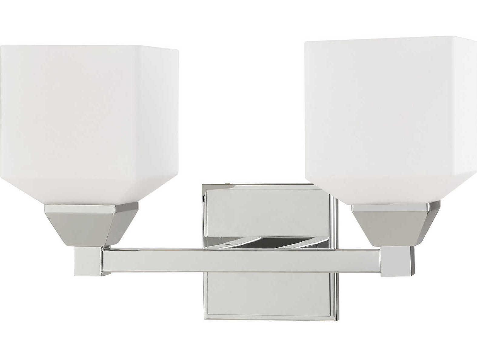 Livex Lighting Aragon 2-Light Polished Chrome White Glass Vanity Light