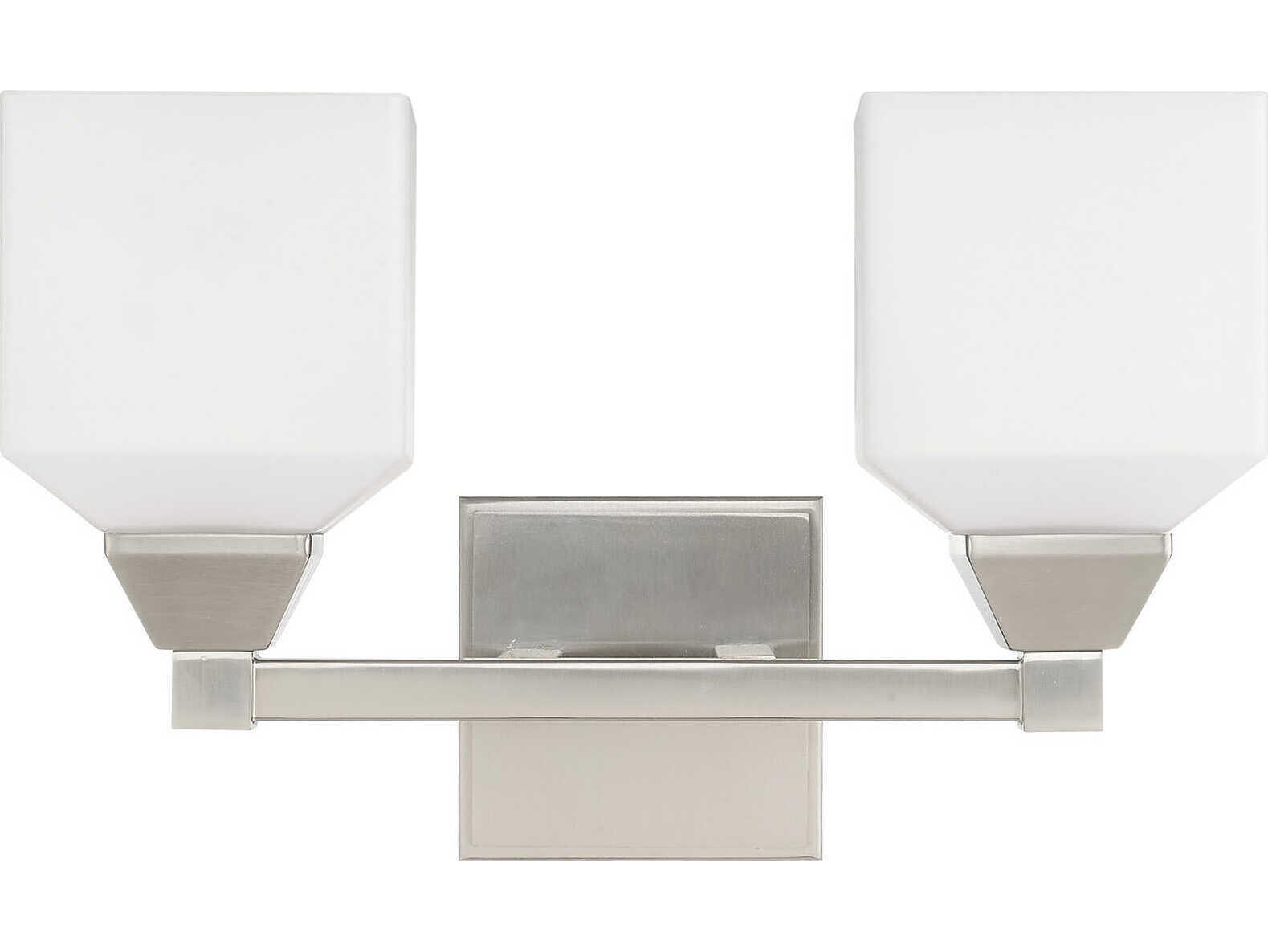 Livex Lighting Aragon 2-Light Brushed Nickel White Glass Vanity Light