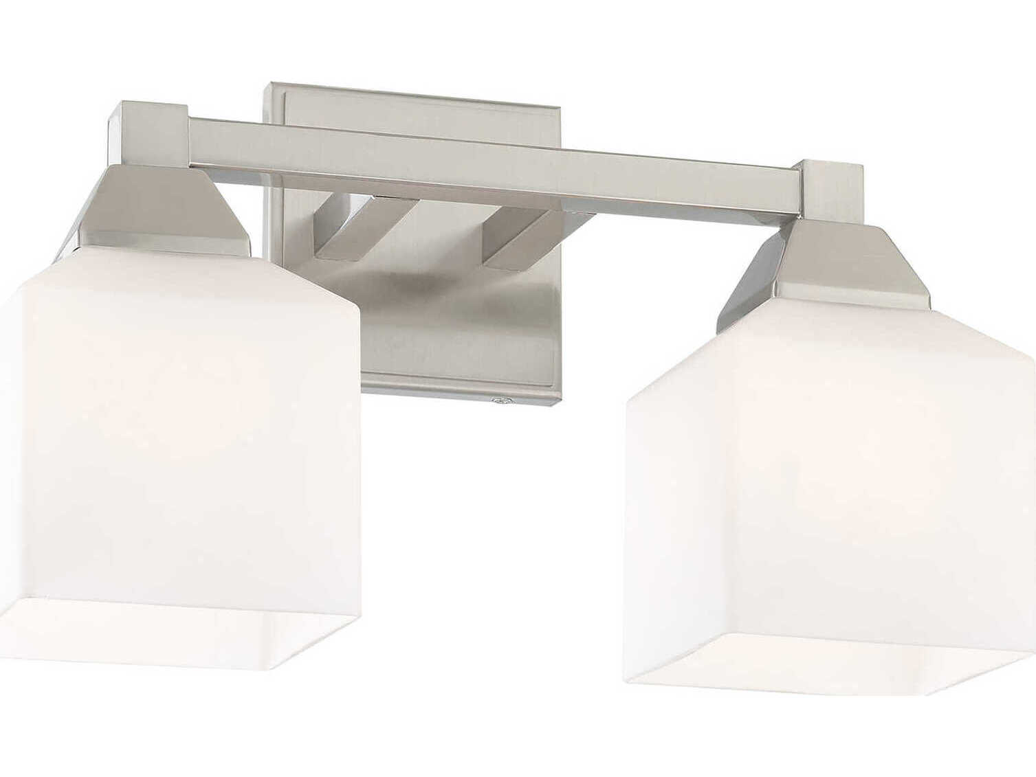 Livex Lighting Aragon 2-Light Brushed Nickel White Glass Vanity Light