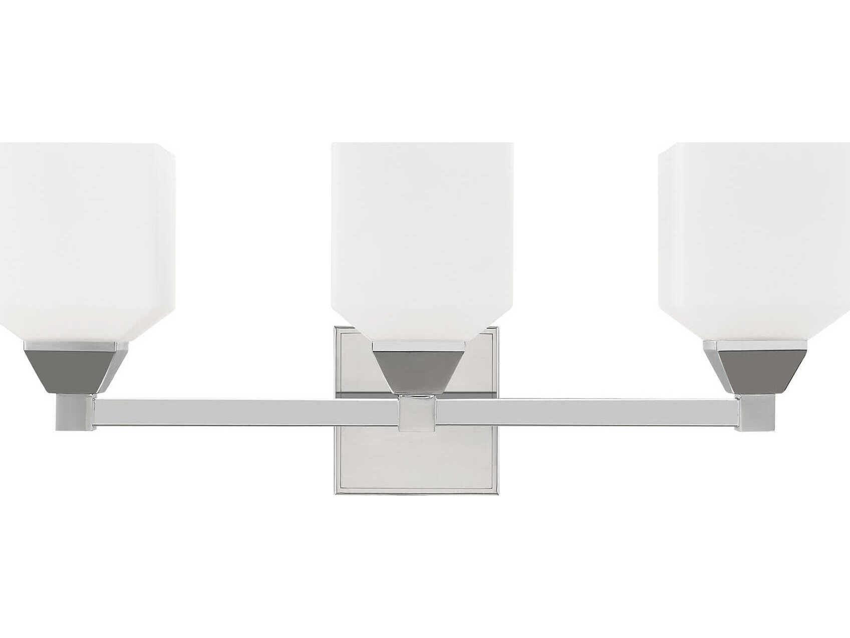 Livex Lighting Aragon 3-Light Polished Chrome Glass Vanity Light