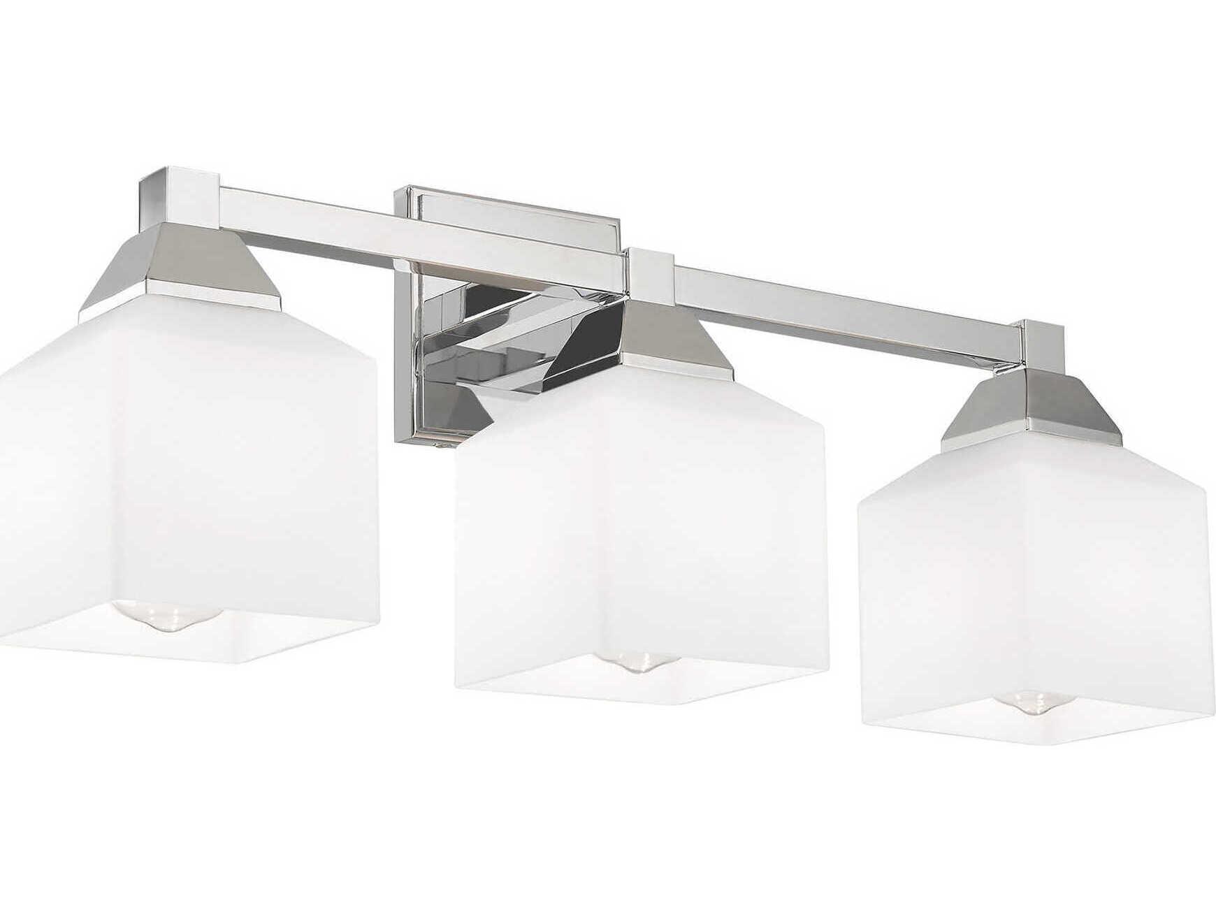 Livex Lighting Aragon 3-Light Polished Chrome Glass Vanity Light