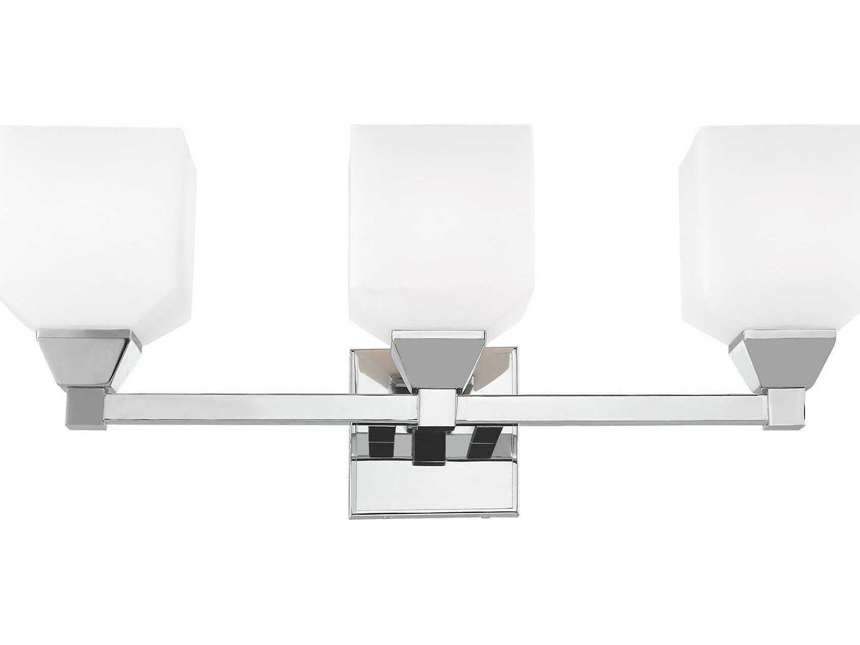 Livex Lighting Aragon 3-Light Polished Chrome Glass Vanity Light