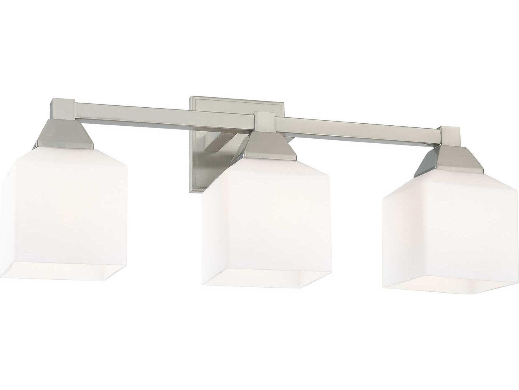 Livex Lighting Aragon 3-Light Brushed Nickel White Glass Vanity Light