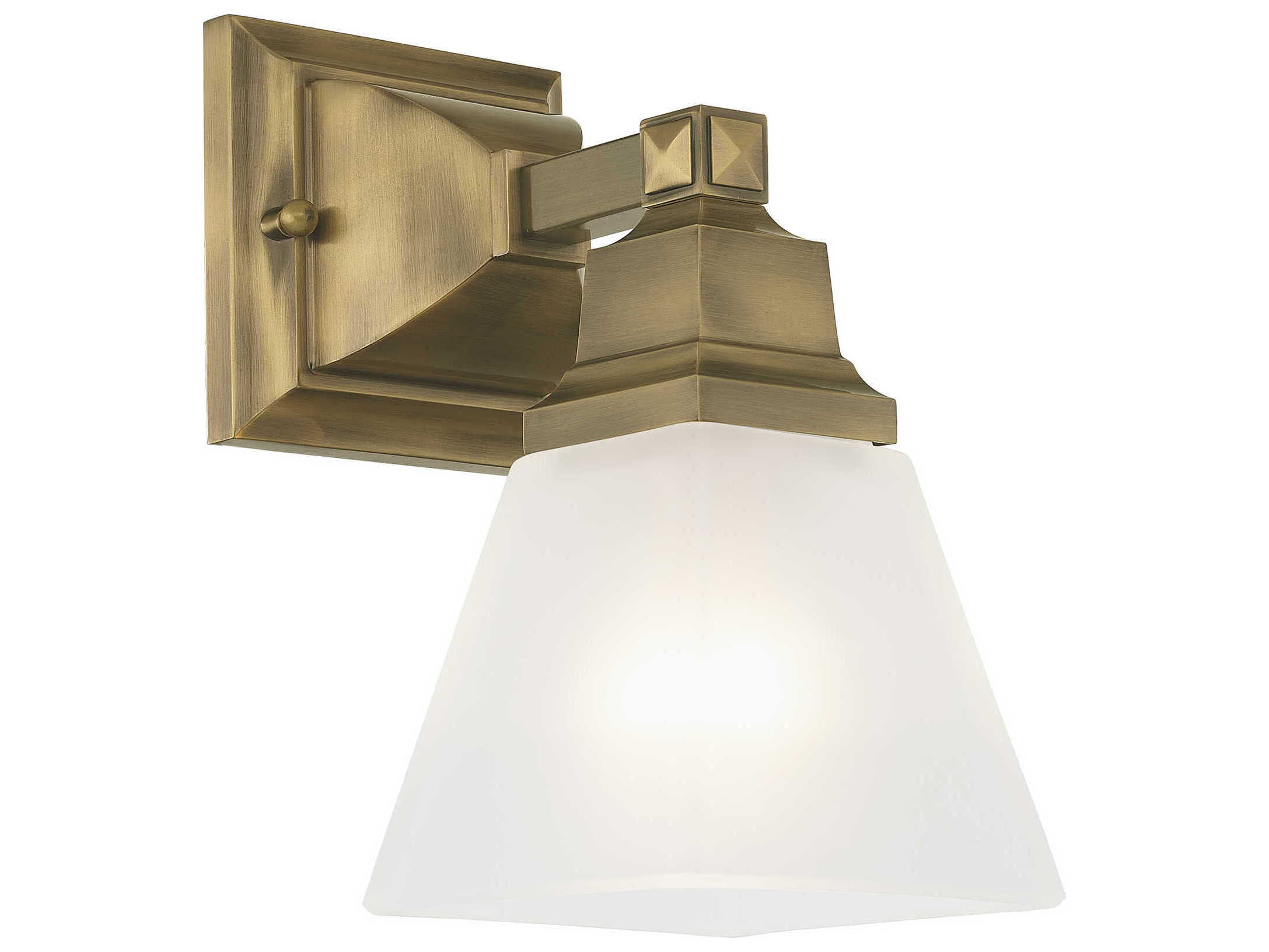 Livex Lighting Mission 1-Light Antique Brass Glass Wall Sconce