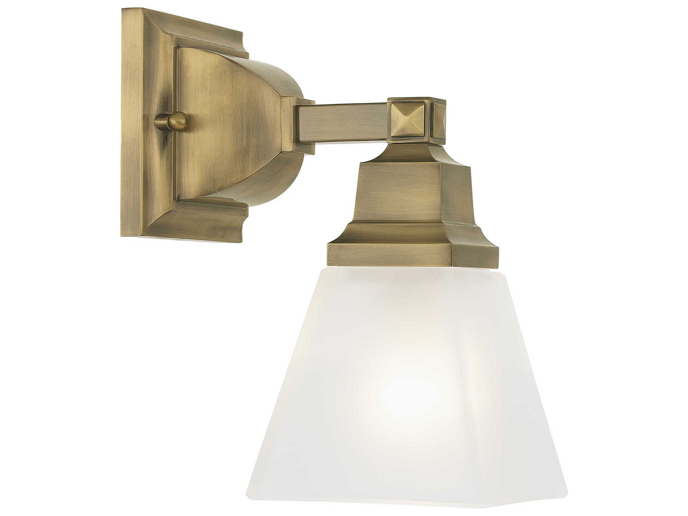 Livex Lighting Mission 1-Light Antique Brass Glass Wall Sconce