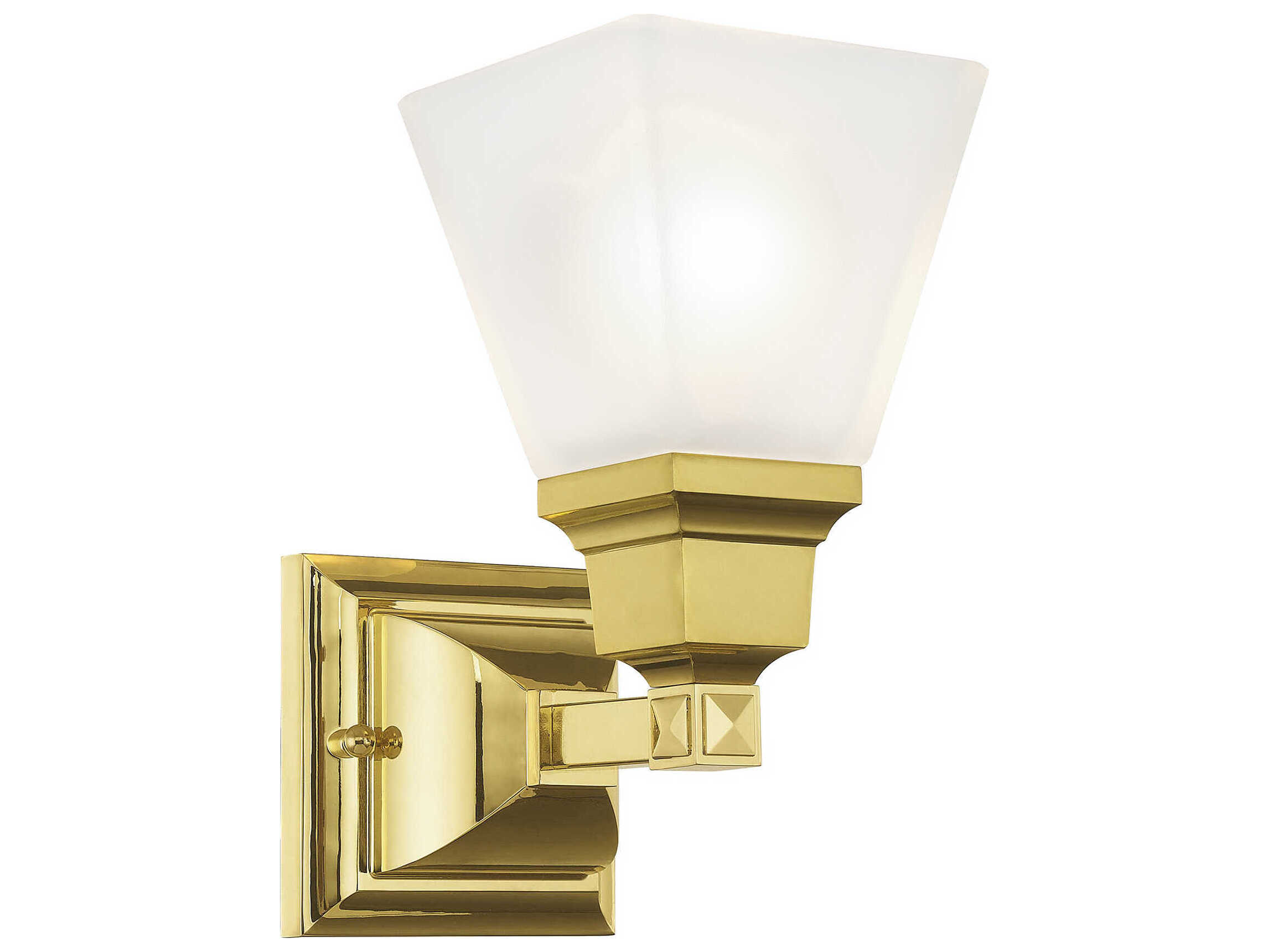 Livex Lighting Mission 1-Light Polished Brass Glass Wall Sconce