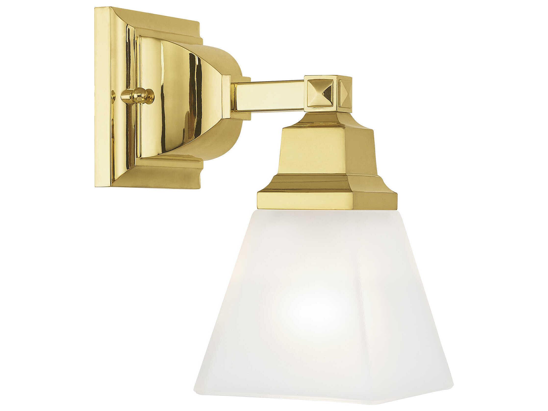 Livex Lighting Mission 1-Light Polished Brass Glass Wall Sconce