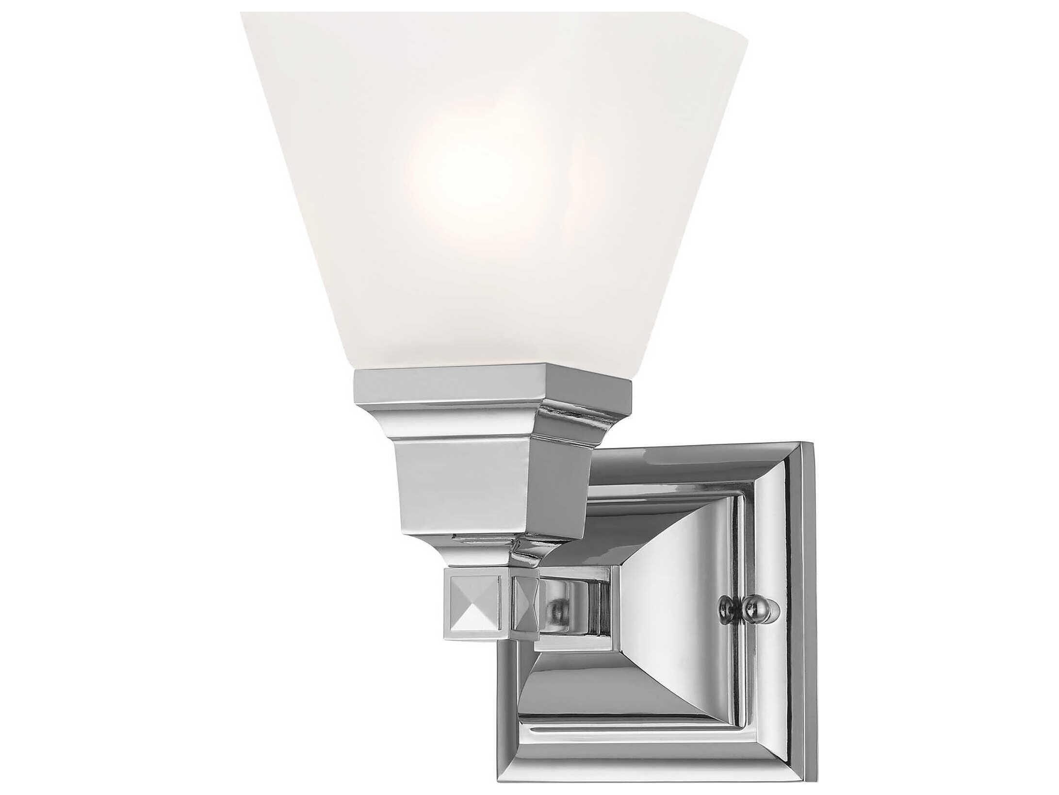 Livex Lighting Mission 1-Light Polished Chrome Glass Wall Sconce