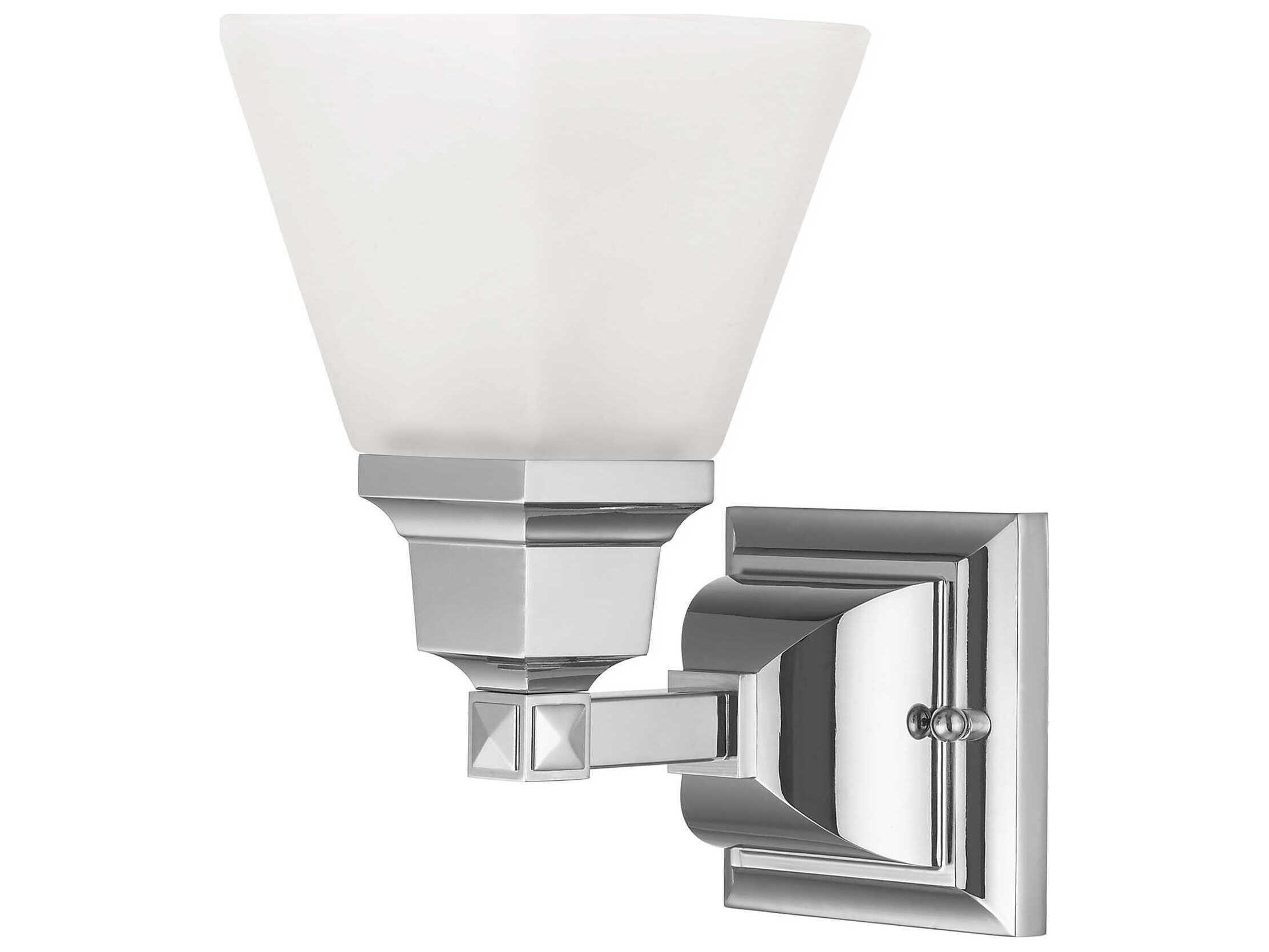 Livex Lighting Mission 1-Light Polished Chrome Glass Wall Sconce