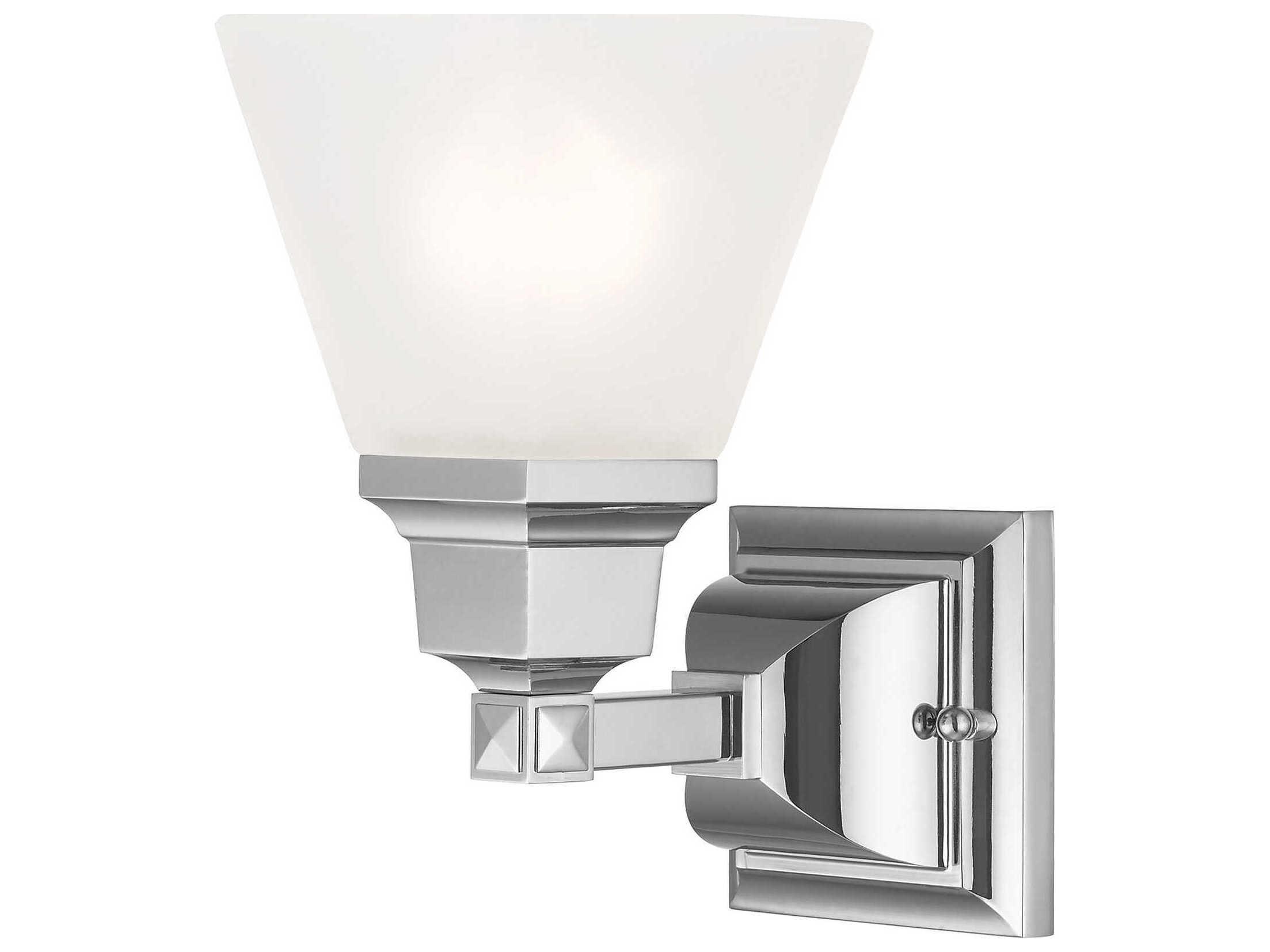 Livex Lighting Mission 1-Light Polished Chrome Glass Wall Sconce