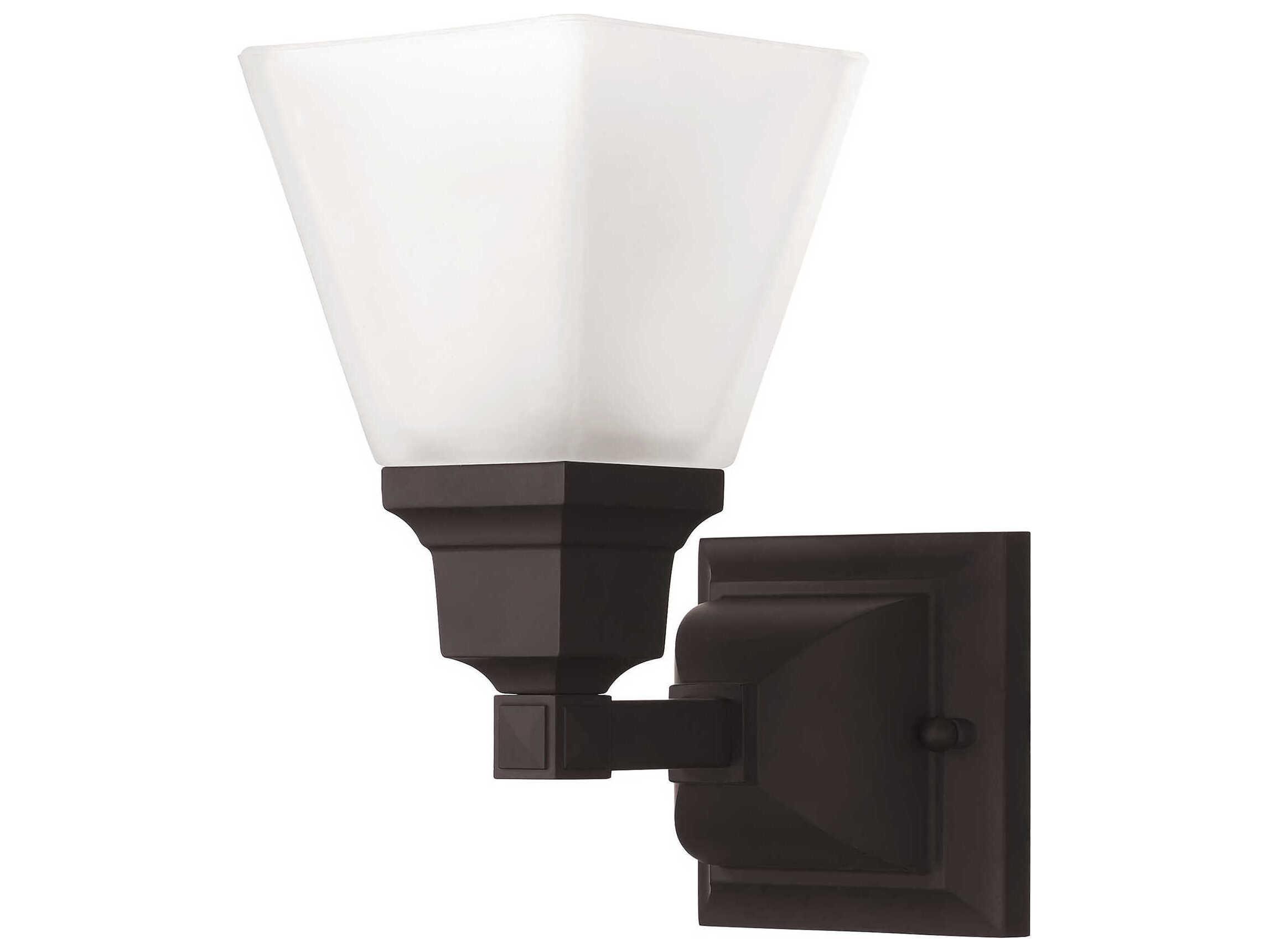 Livex Lighting Mission 1-Light Bronze Glass Wall Sconce