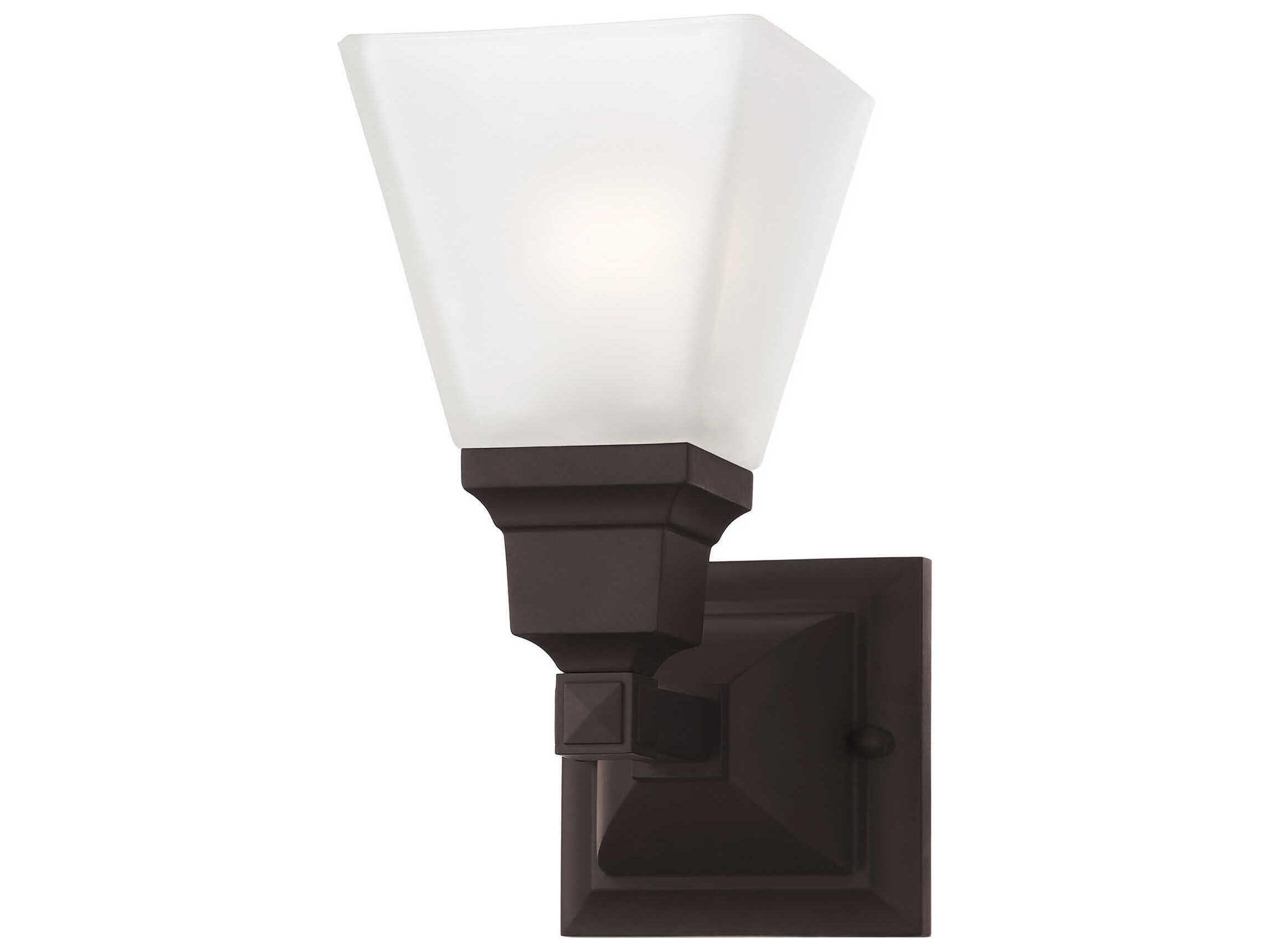 Livex Lighting Mission 1-Light Bronze Glass Wall Sconce
