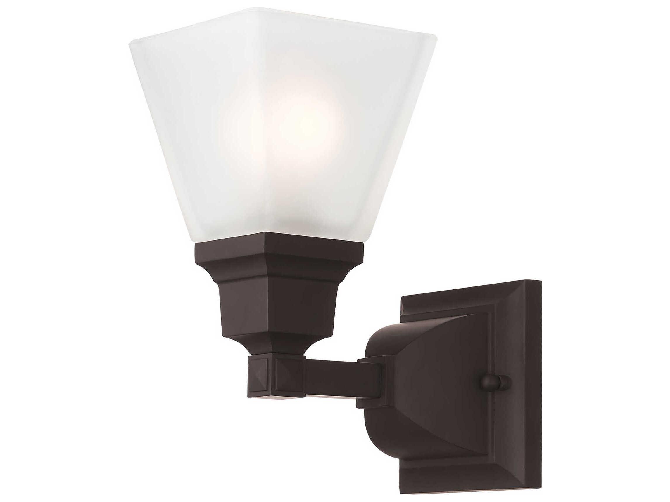 Livex Lighting Mission 1-Light Bronze Glass Wall Sconce