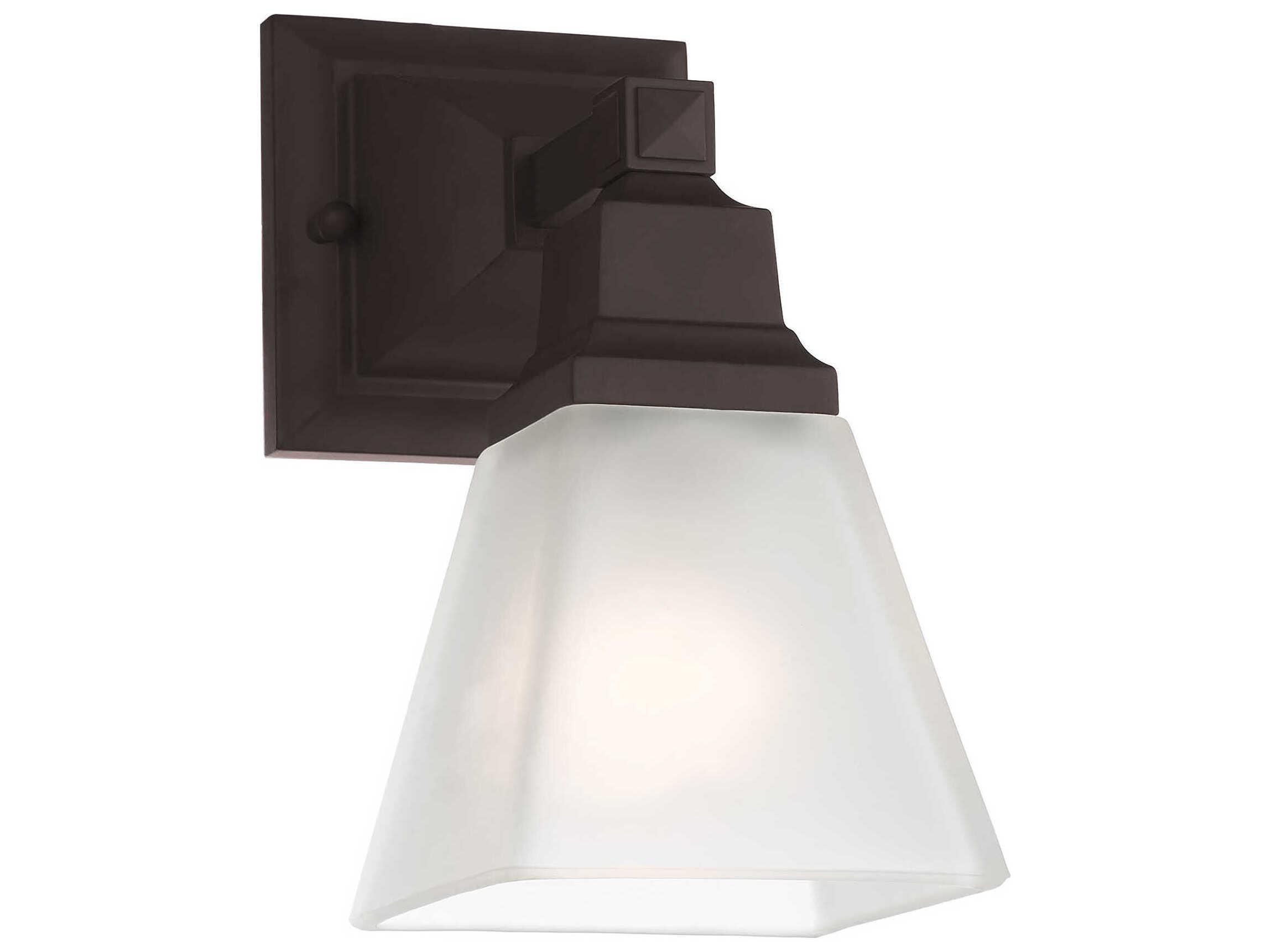 Livex Lighting Mission 1-Light Bronze Glass Wall Sconce