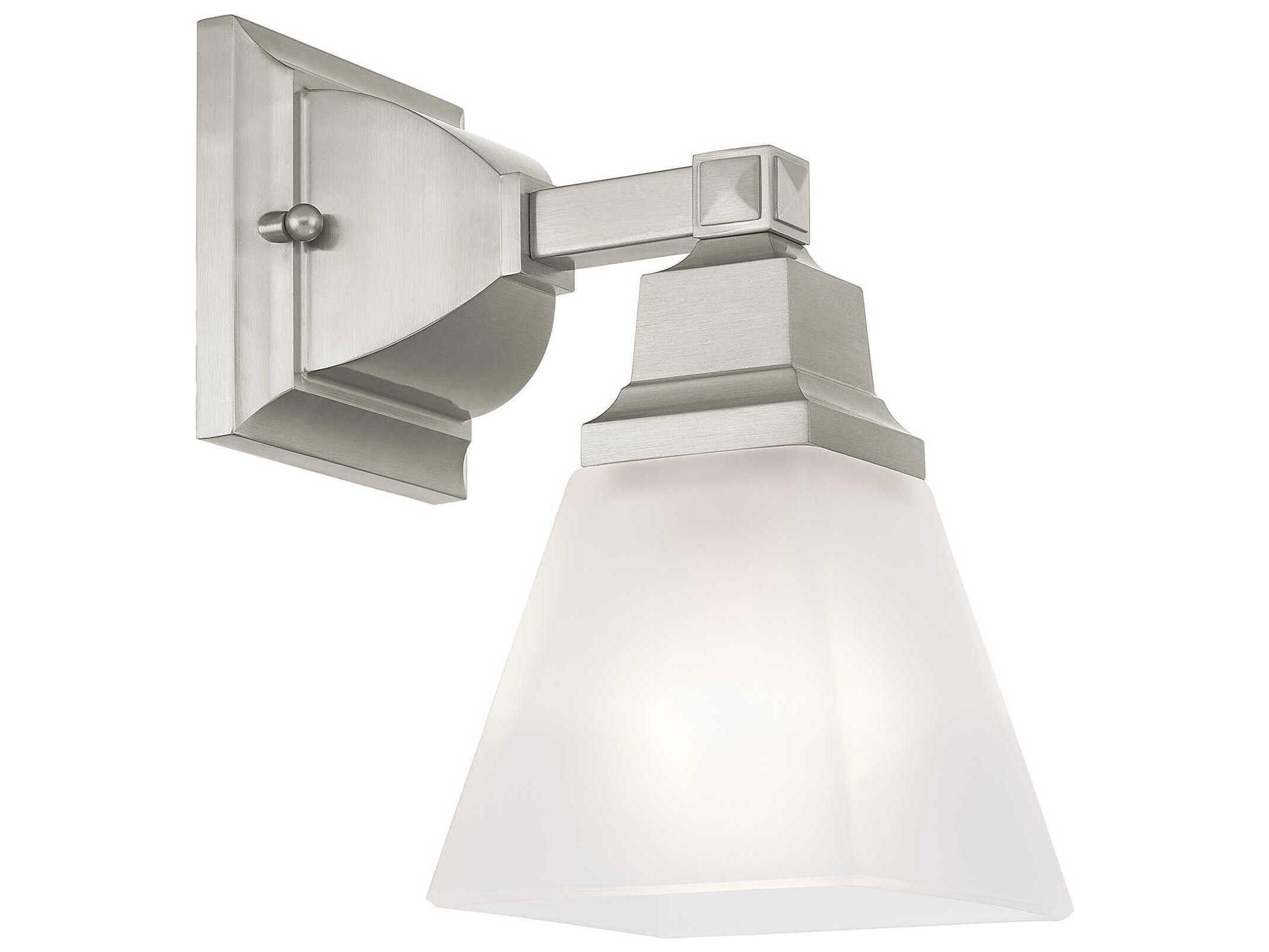 Livex Lighting Mission 1-Light Brushed Nickel Glass Wall Sconce