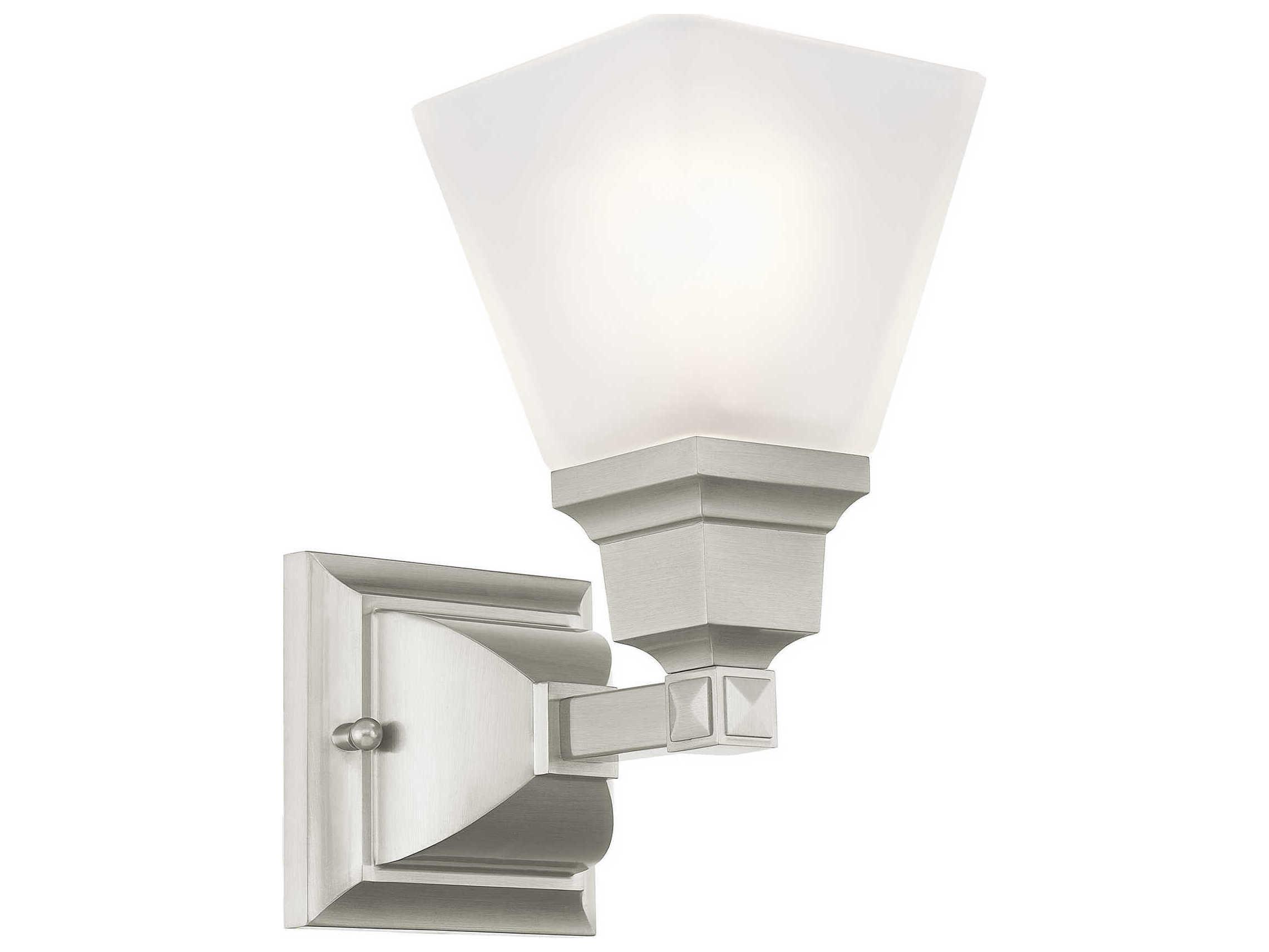 Livex Lighting Mission 1-Light Brushed Nickel Glass Wall Sconce