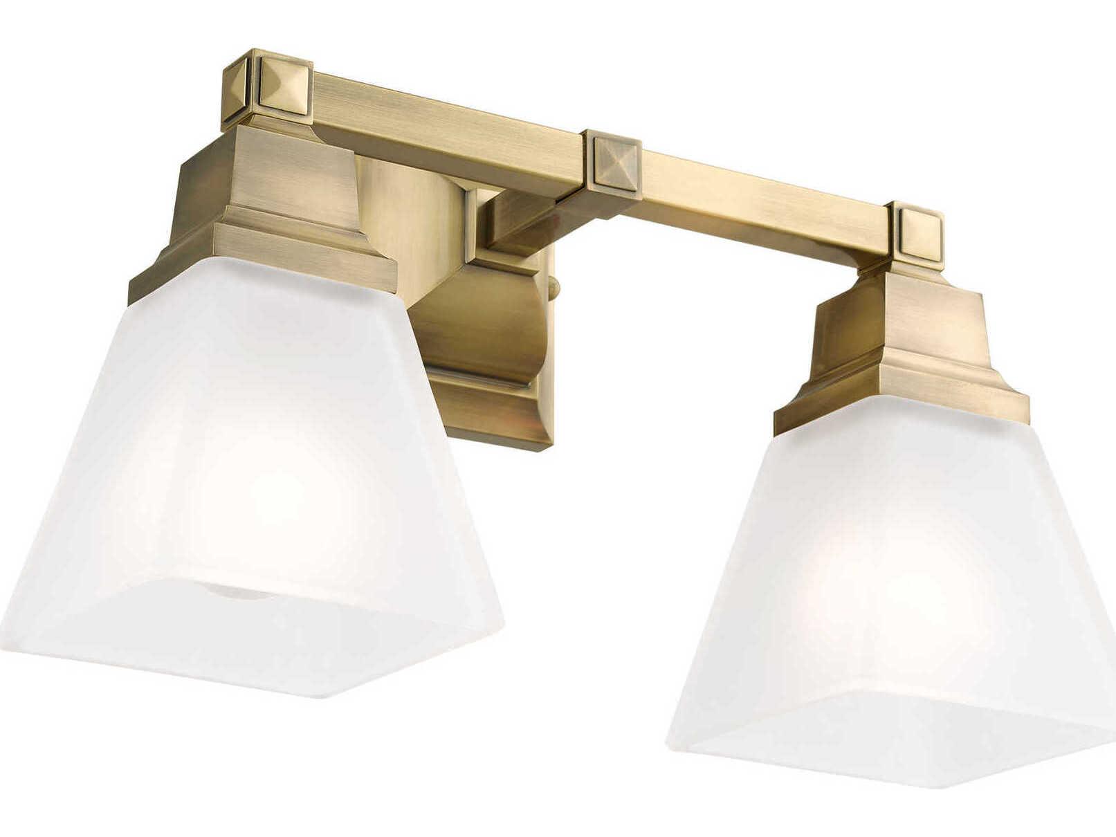 Livex Lighting Mission 2-Light Antique Brass Glass Vanity Light