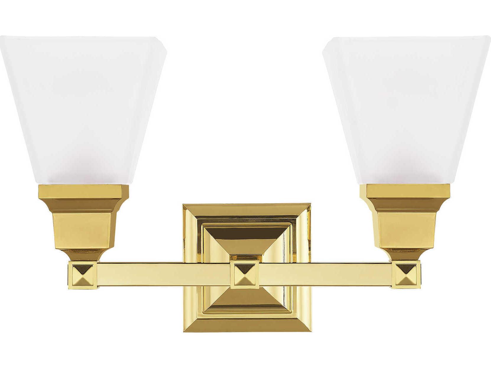 Livex Lighting Mission 2-Light Polished Brass Glass Vanity Light