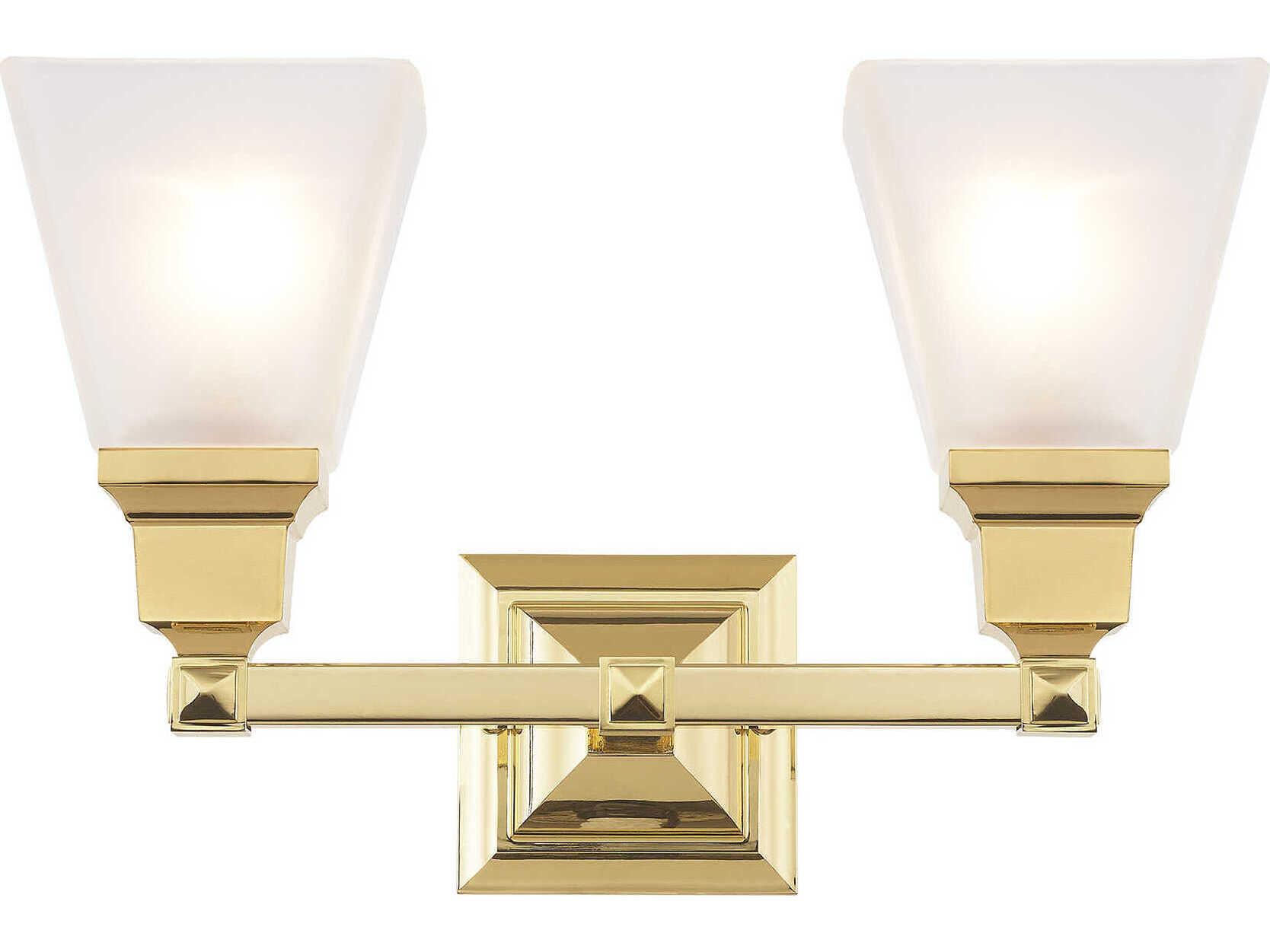 Livex Lighting Mission 2-Light Polished Brass Glass Vanity Light