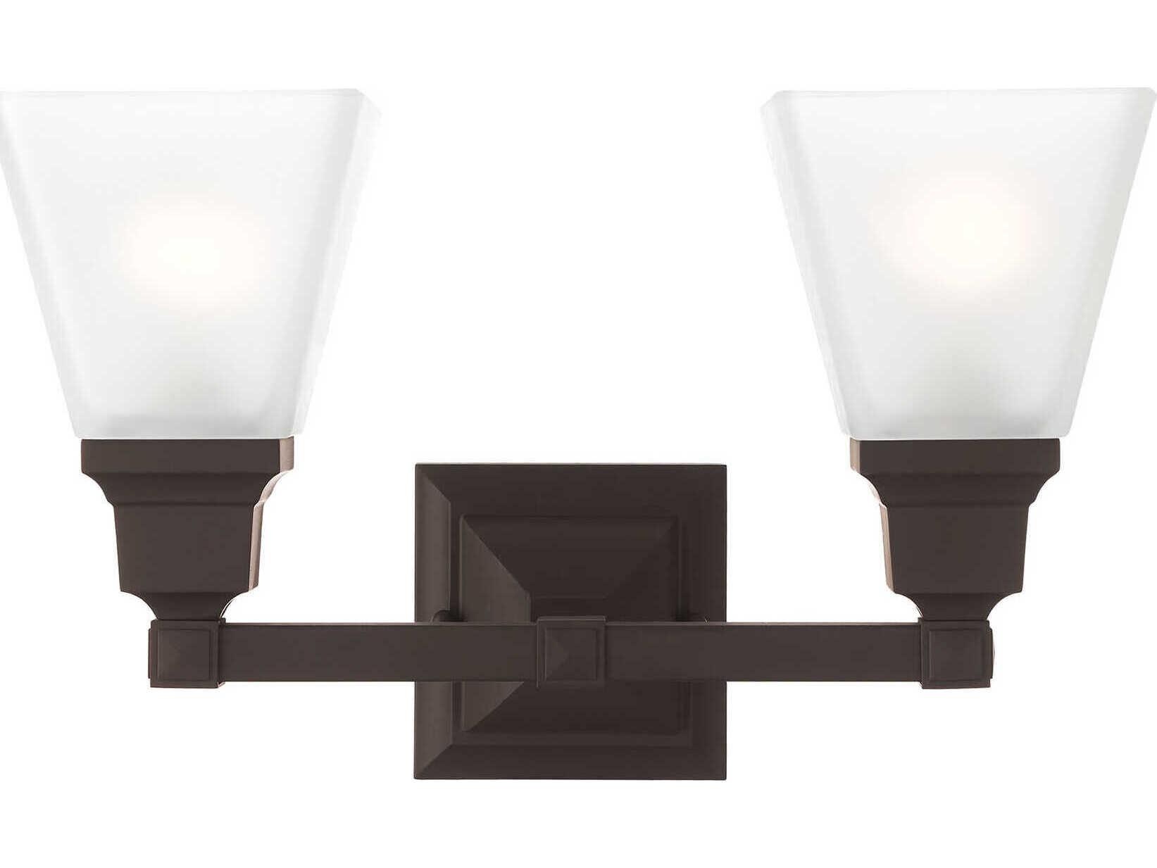 Livex Lighting Mission 2-Light Bronze Glass Vanity Light