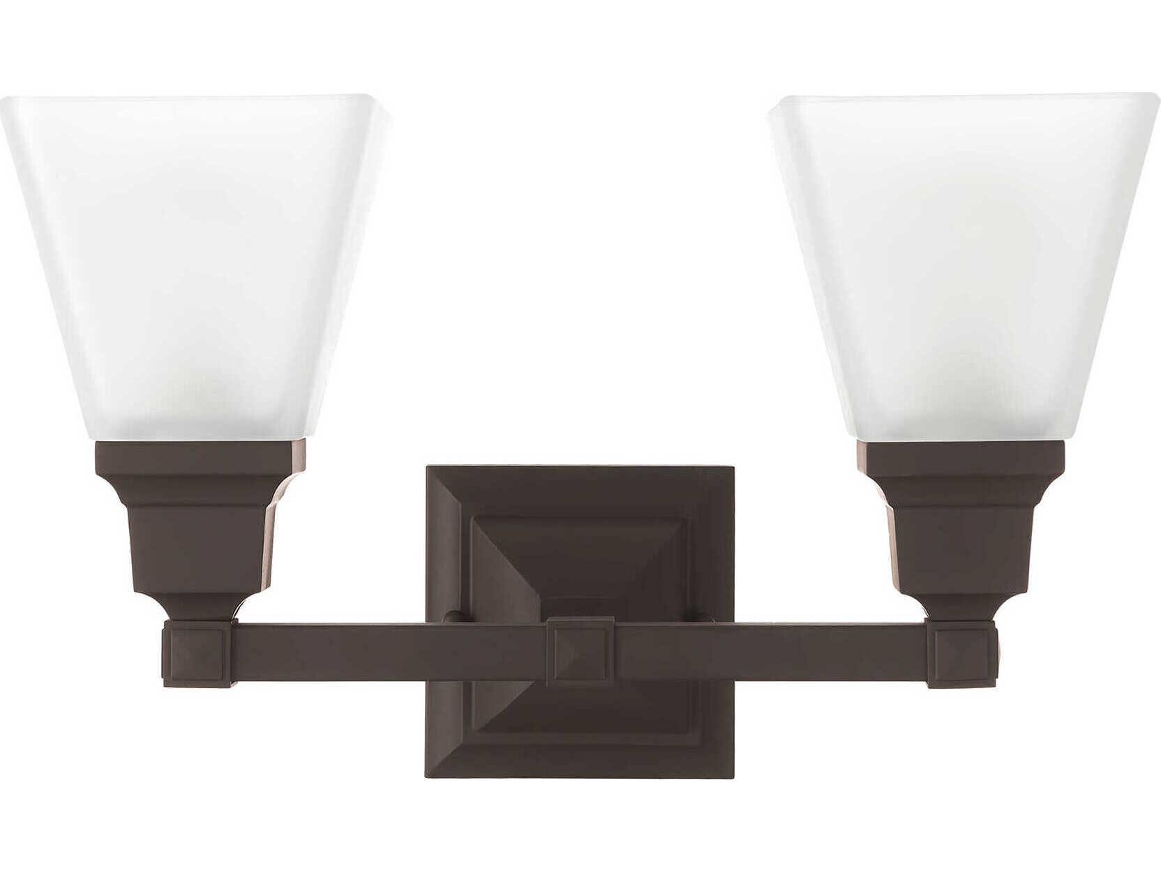 Livex Lighting Mission 2-Light Bronze Glass Vanity Light