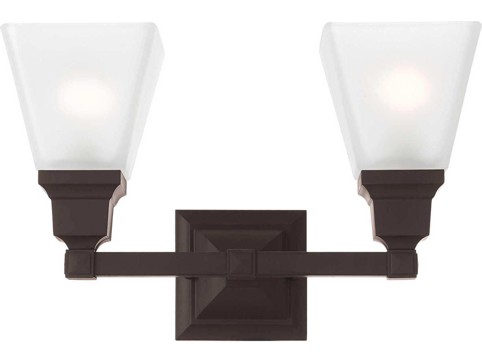 Livex Lighting Mission 2-Light Bronze Glass Vanity Light