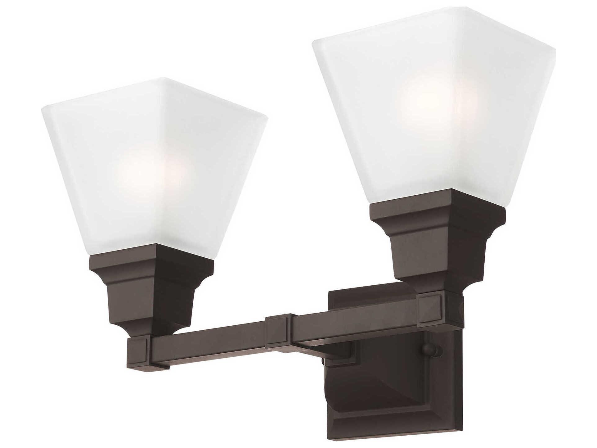 Livex Lighting Mission 2-Light Bronze Glass Vanity Light