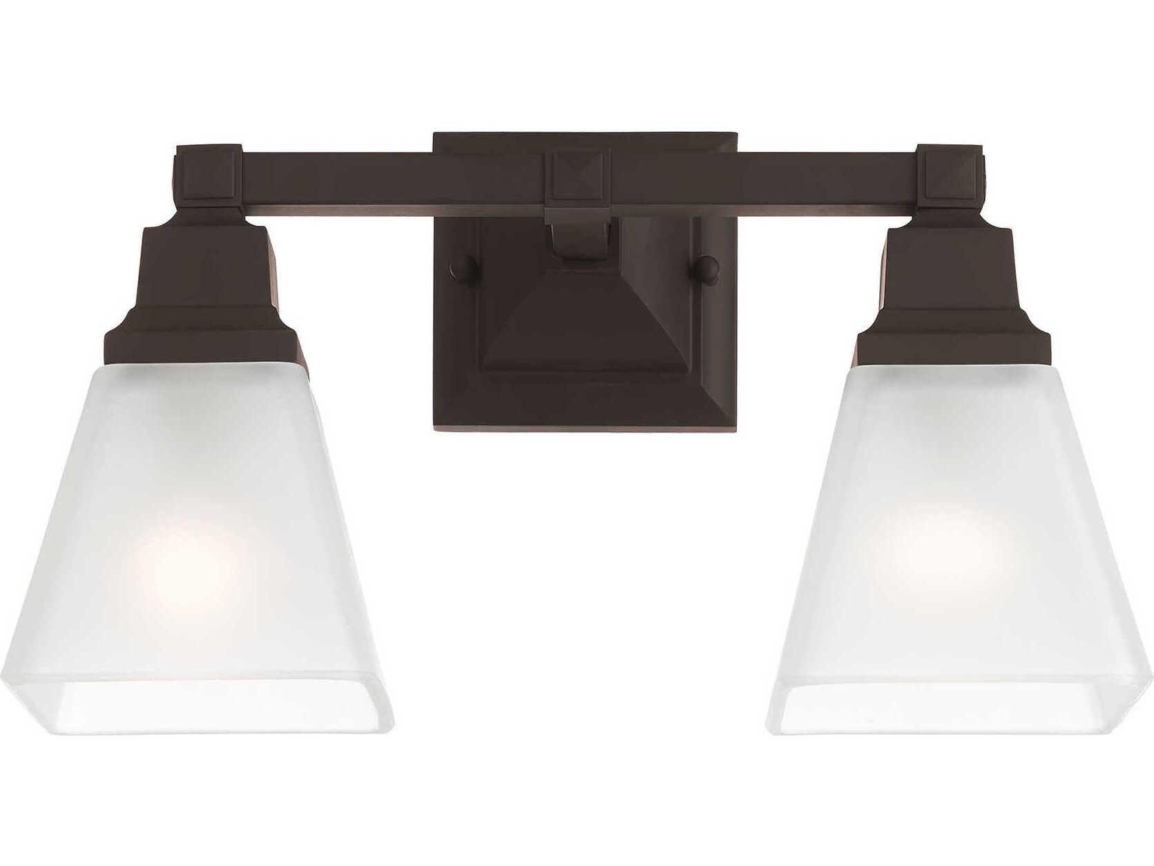 Livex Lighting Mission 2-Light Bronze Glass Vanity Light