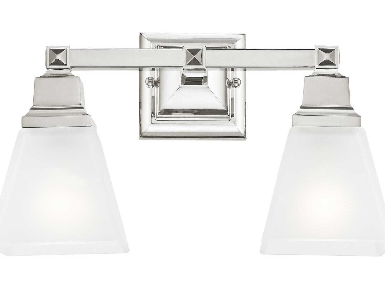 Livex Lighting Mission 2-Light Polished Nickel Glass Vanity Light