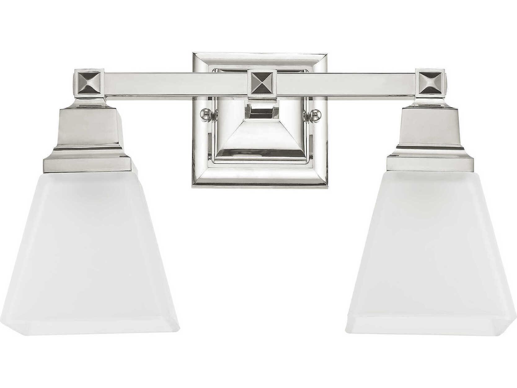 Livex Lighting Mission 2-Light Polished Nickel Glass Vanity Light