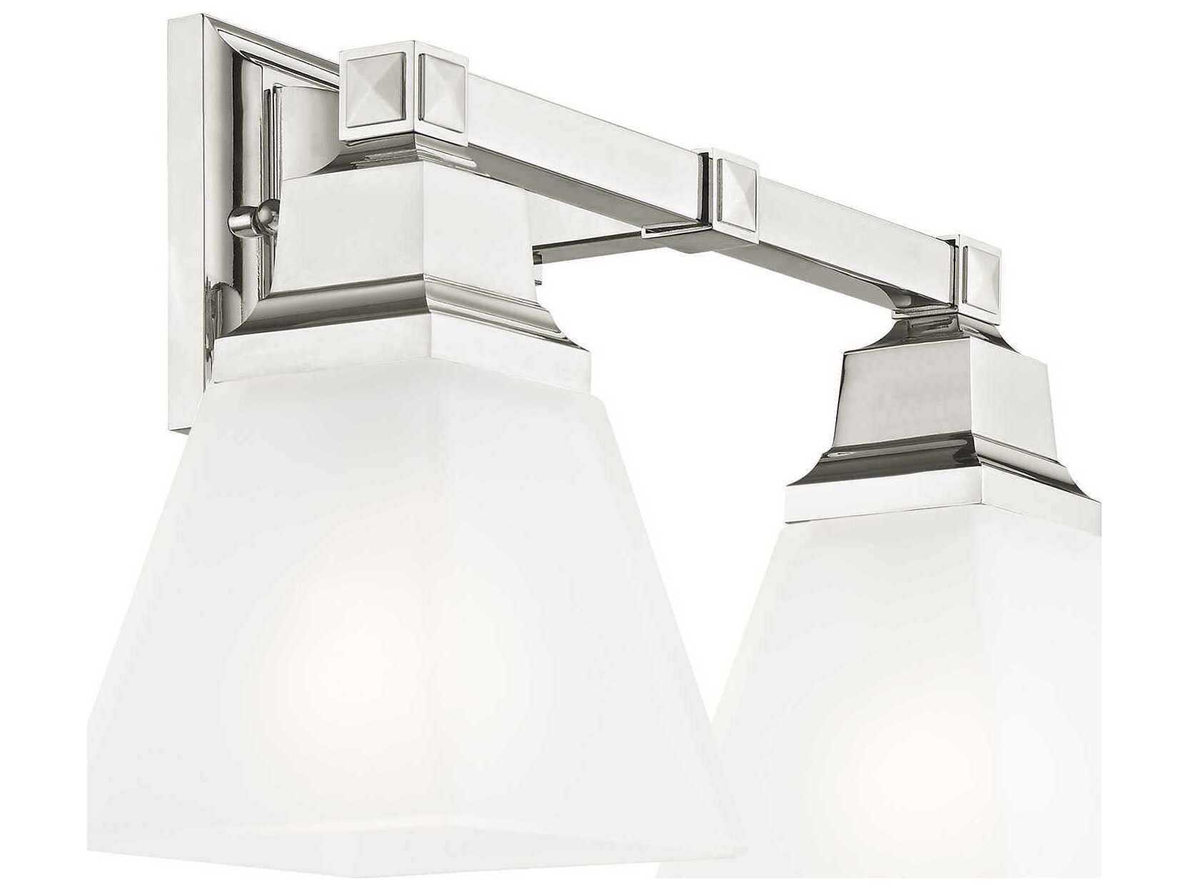 Livex Lighting Mission 2-Light Polished Nickel Glass Vanity Light