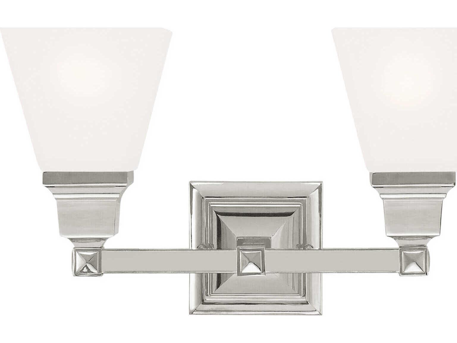 Livex Lighting Mission 2-Light Polished Nickel Glass Vanity Light