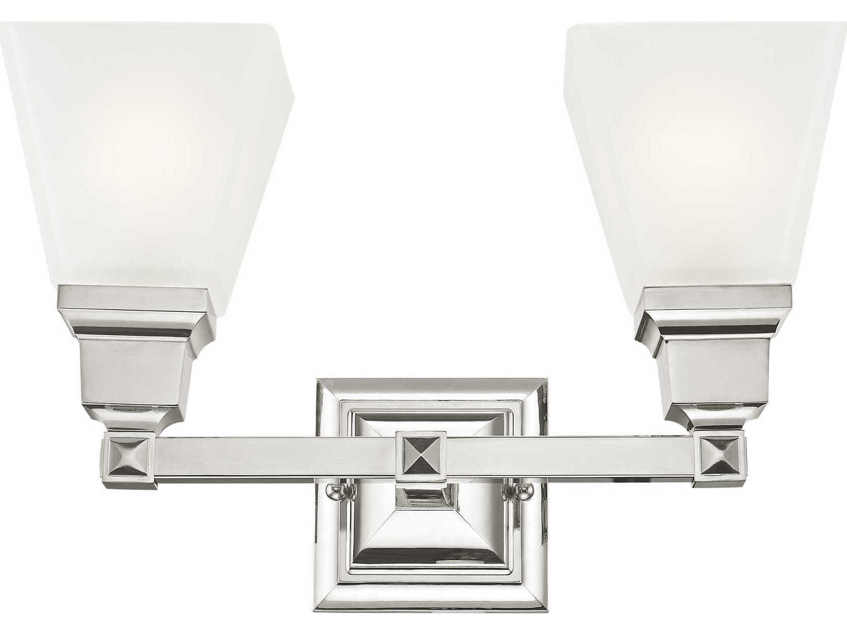 Livex Lighting Mission 2-Light Polished Nickel Glass Vanity Light