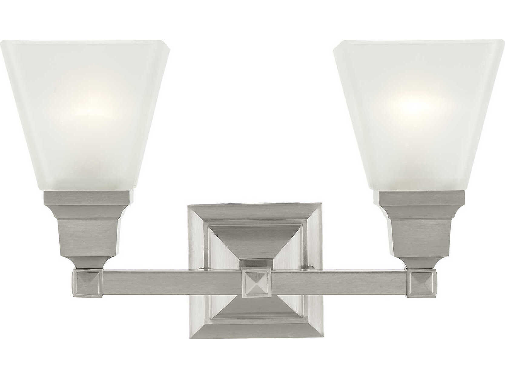 Livex Lighting Mission 2-Light Brushed Nickel Glass Vanity Light