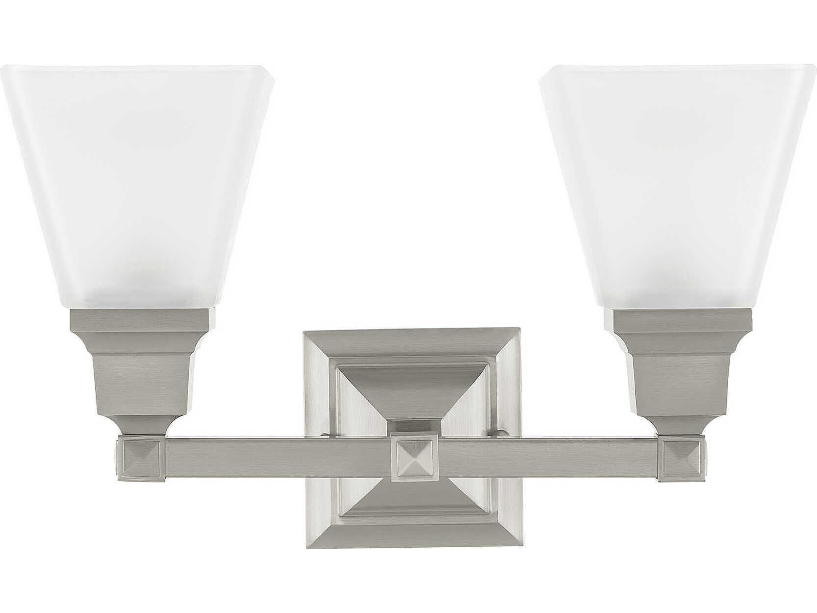 Livex Lighting Mission 2-Light Brushed Nickel Glass Vanity Light