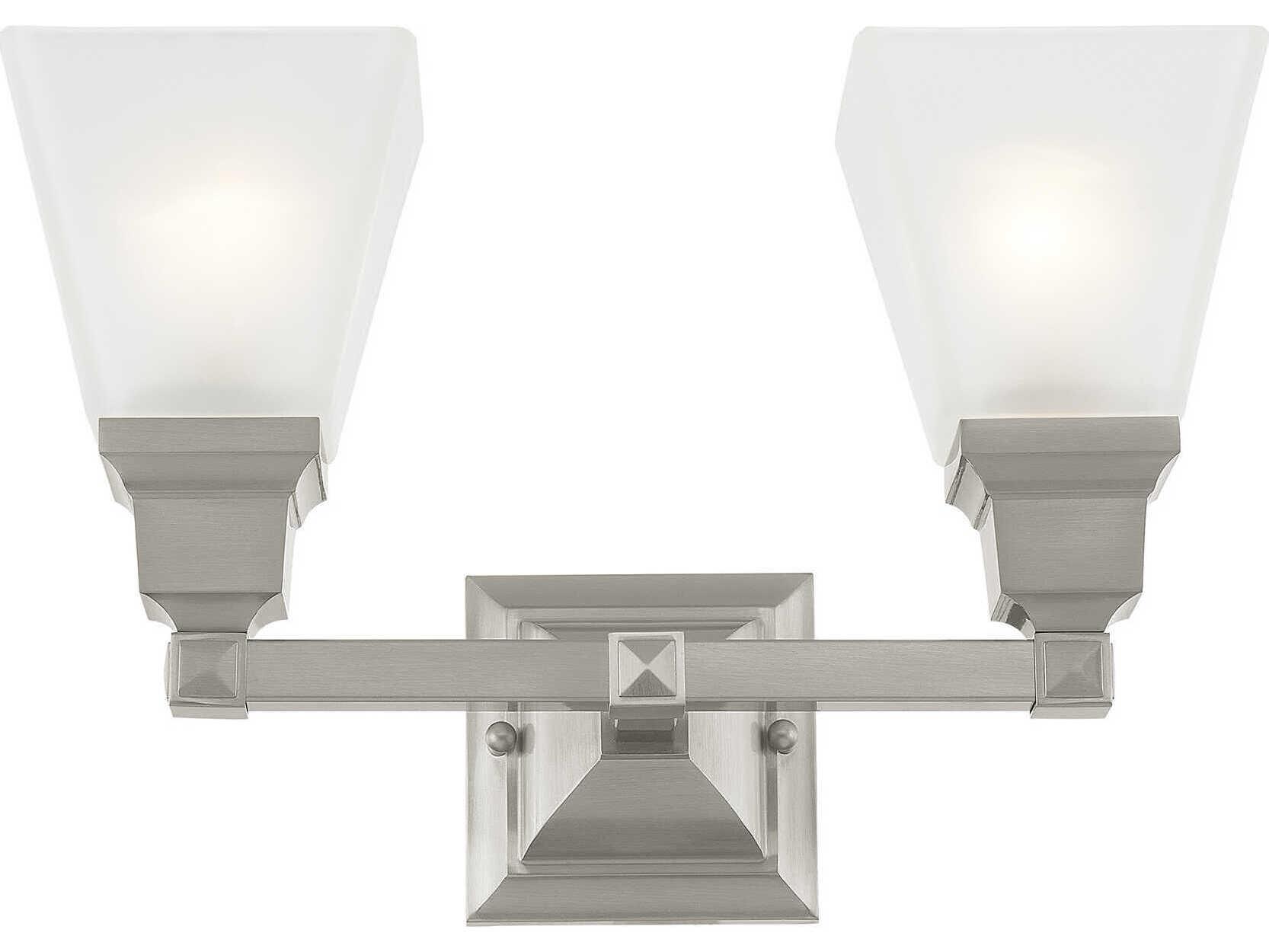 Livex Lighting Mission 2-Light Brushed Nickel Glass Vanity Light