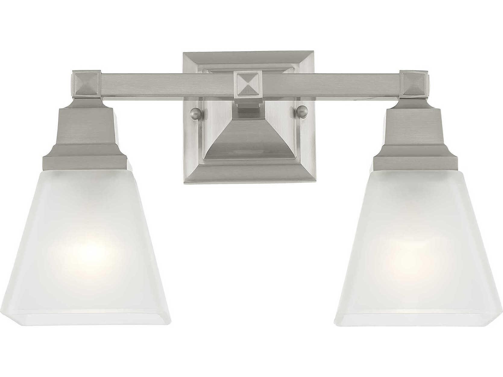 Livex Lighting Mission 2-Light Brushed Nickel Glass Vanity Light