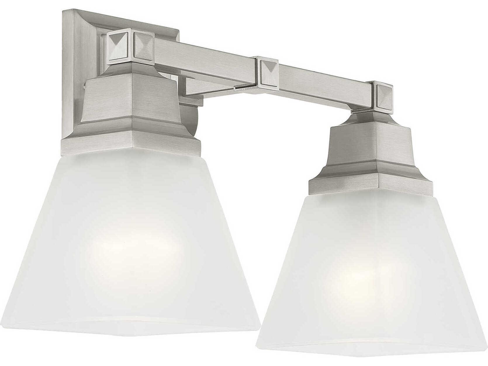 Livex Lighting Mission 2-Light Brushed Nickel Glass Vanity Light